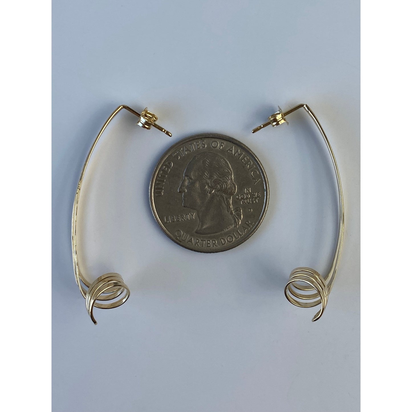 Vintage Solid 14k Yellow Gold Spiral Stud Earrings