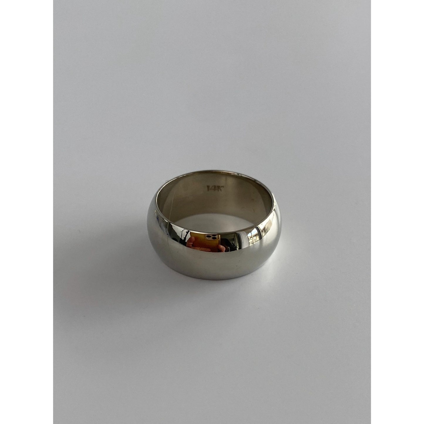 Vintage Solid 14k White Gold Wide Ring Band - Size 4.75