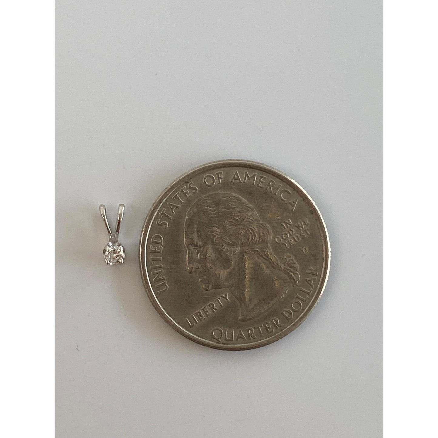 Solid 14k White Gold Diamond Tiny Charm