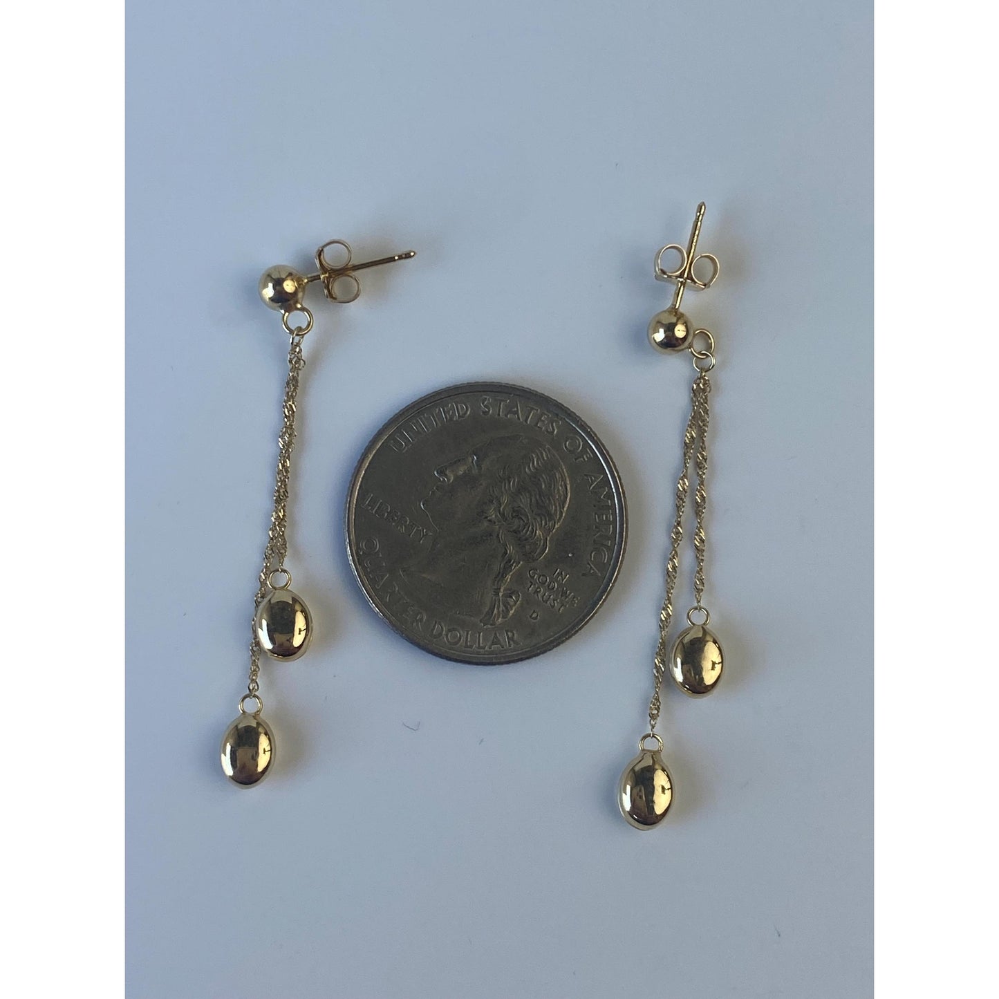 Vintage 14k Yellow Gold Twist Chain Ball Dangle Stud Earrings