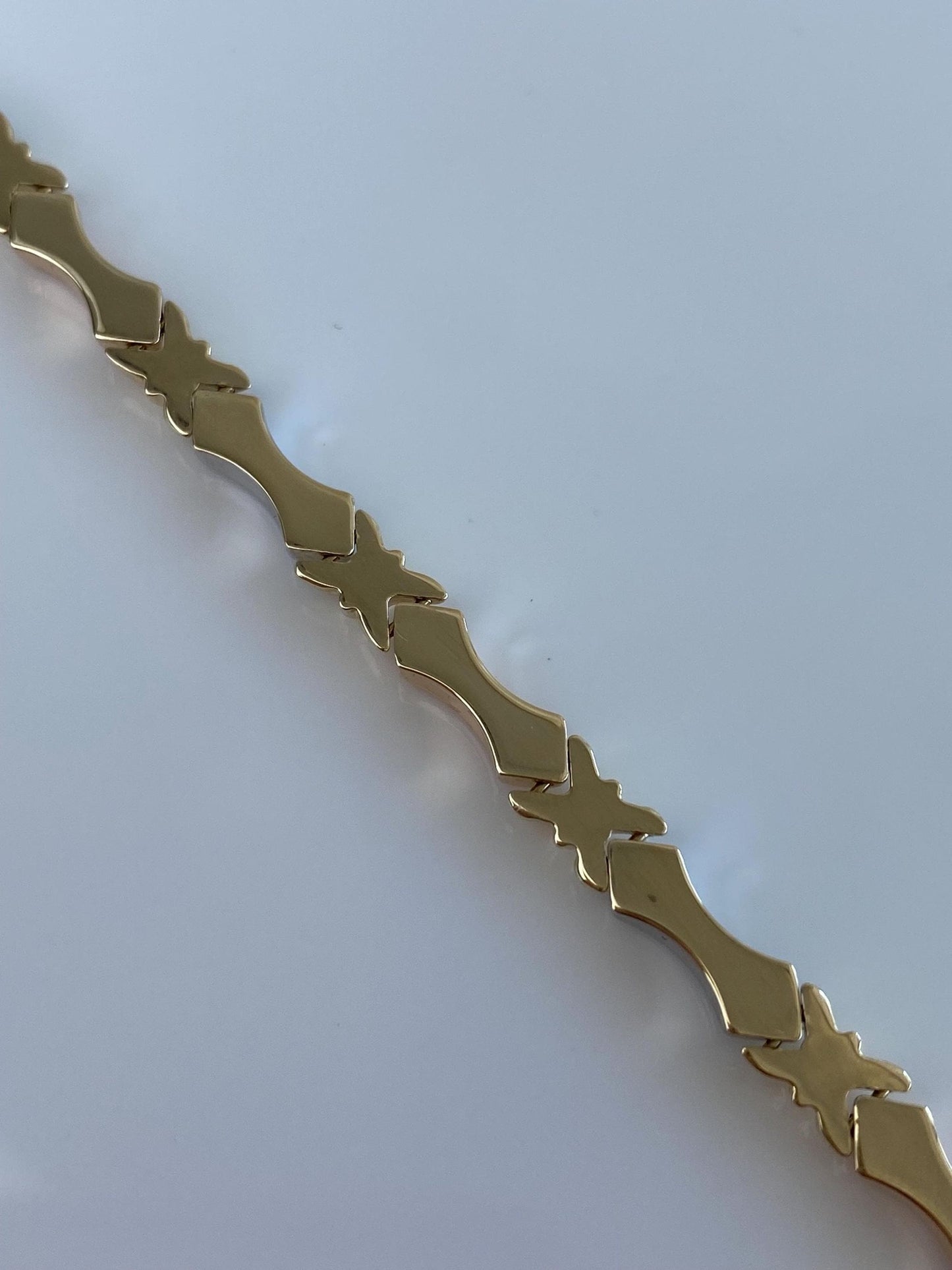 Vintage 14k Tri Tone Gold Link Bracelet - 7.25 inches
