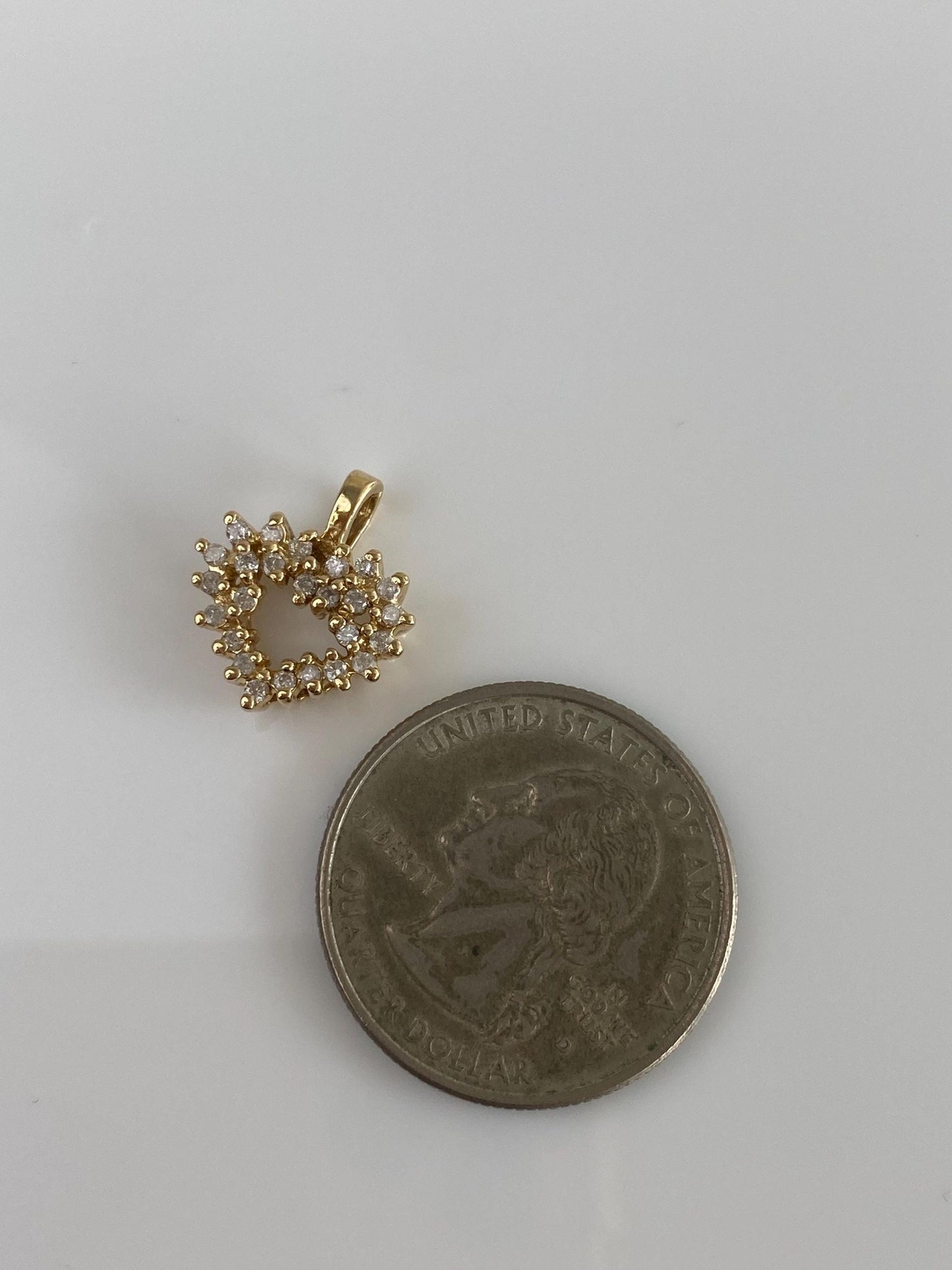 Vintage Solid 14k Yellow Gold Diamond Heart Charm