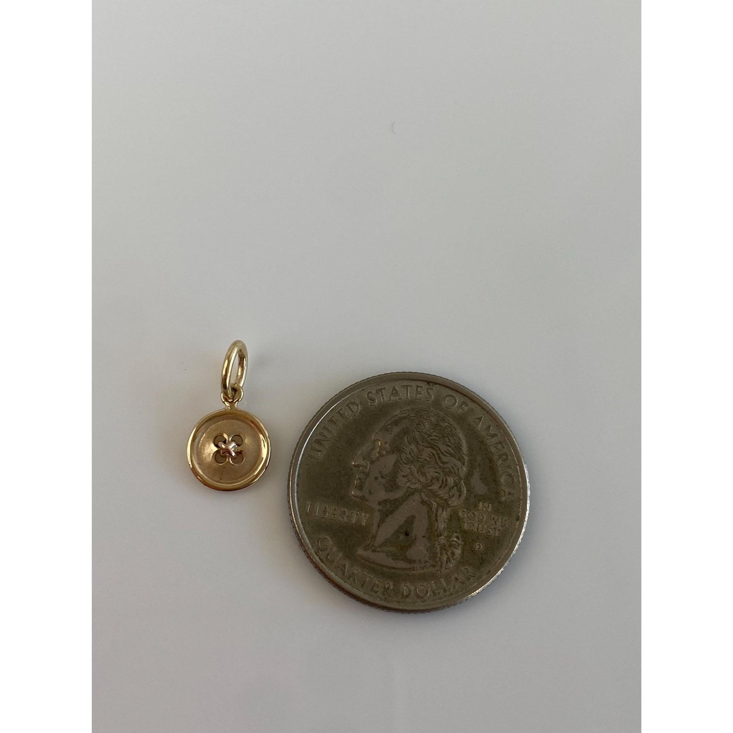 Vintage Solid 14k Yellow Gold Little Button Charm