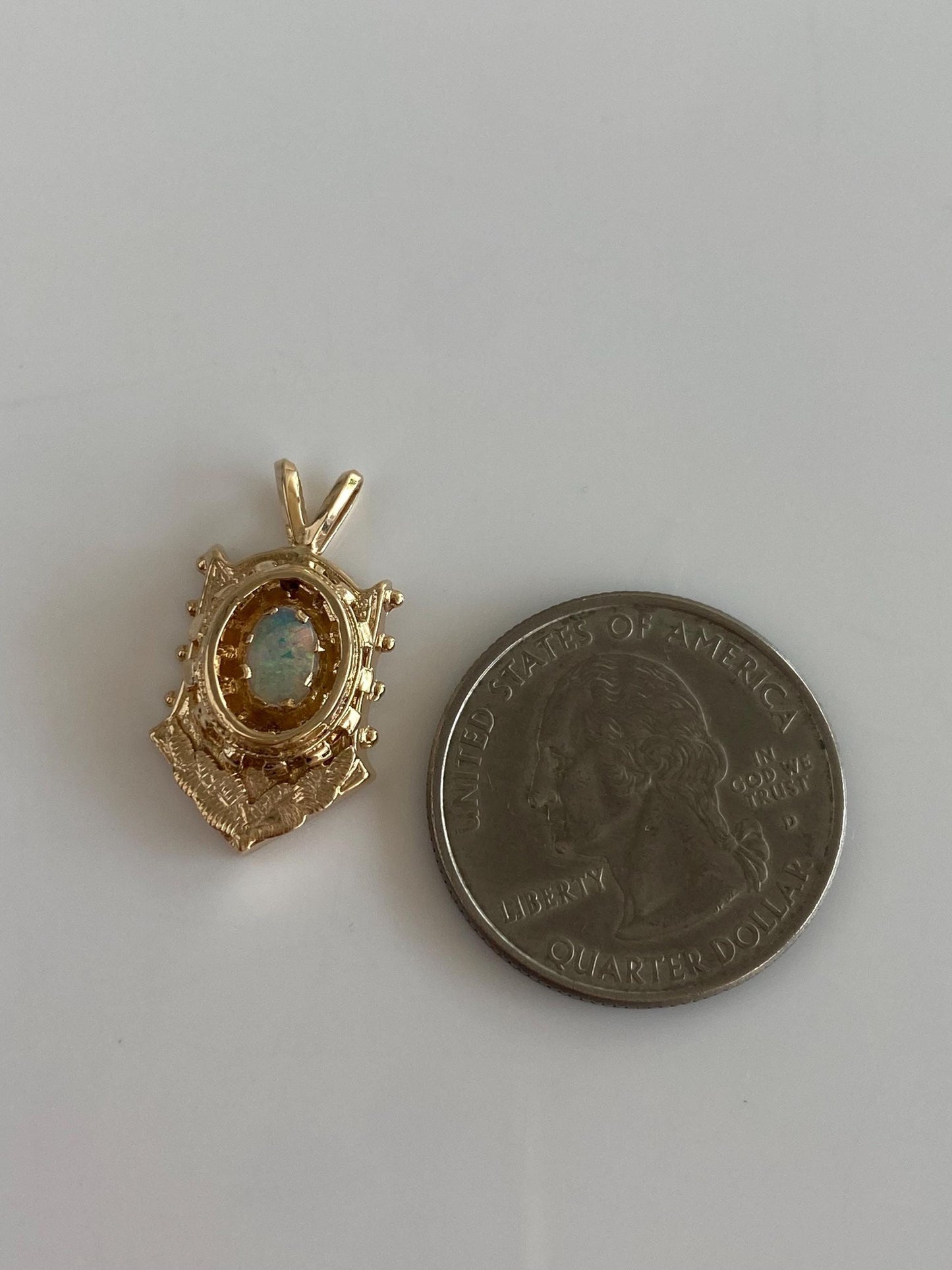Vintage Solid 14k Yellow Gold Opal Charm