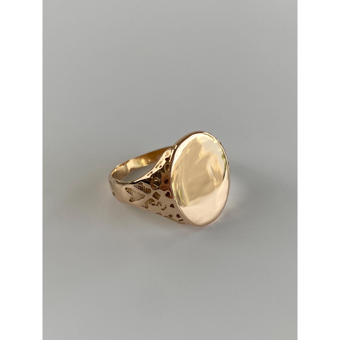 Vintage Solid 10k Yellow Gold Designed Signet Ring - Size 8.5