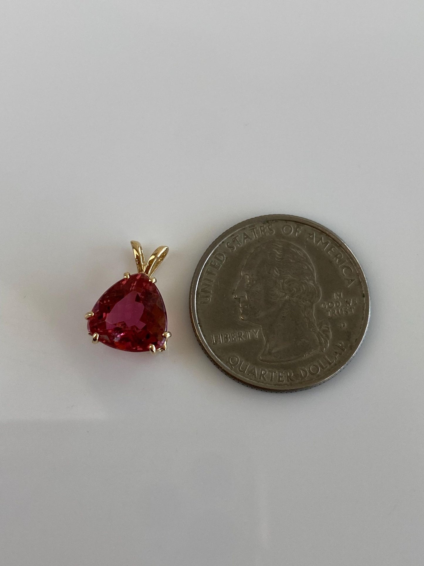 Vintage Solid 14k Yellow Gold Pink Tourmaline Charm
