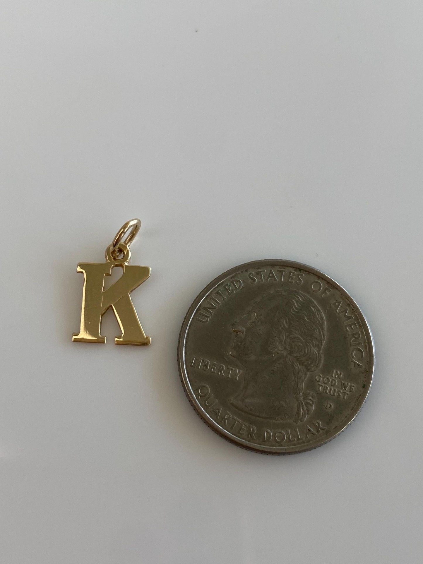 Solid 14k Yellow Gold Initial 'K' Charm