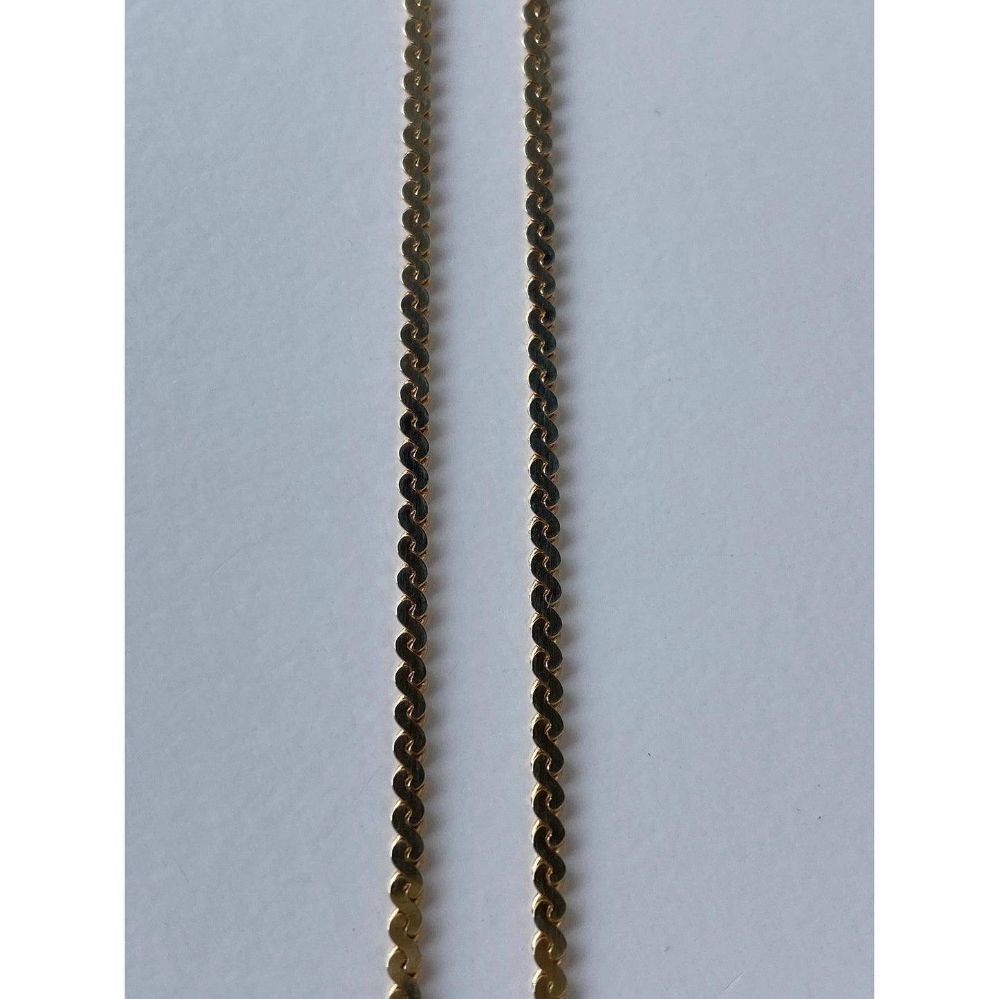 Vintage Solid 14k Yellow Gold Serpentine Chain Necklace - 17.5 inches