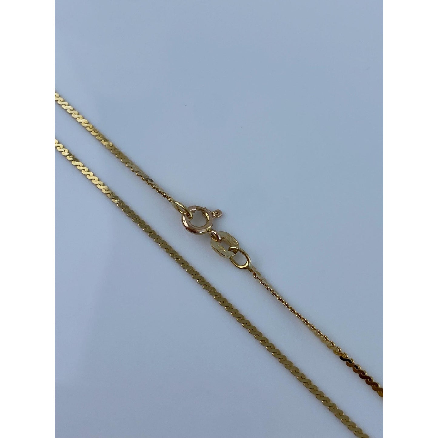 Vintage Solid 14k Yellow Gold Serpentine Chain Necklace - 17.75 inches