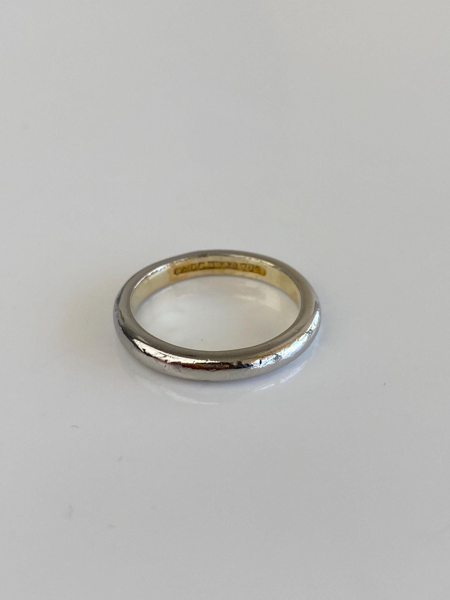 Vintage Solid 22k Yellow Gold & Platinum Ring Band - Size 6.75