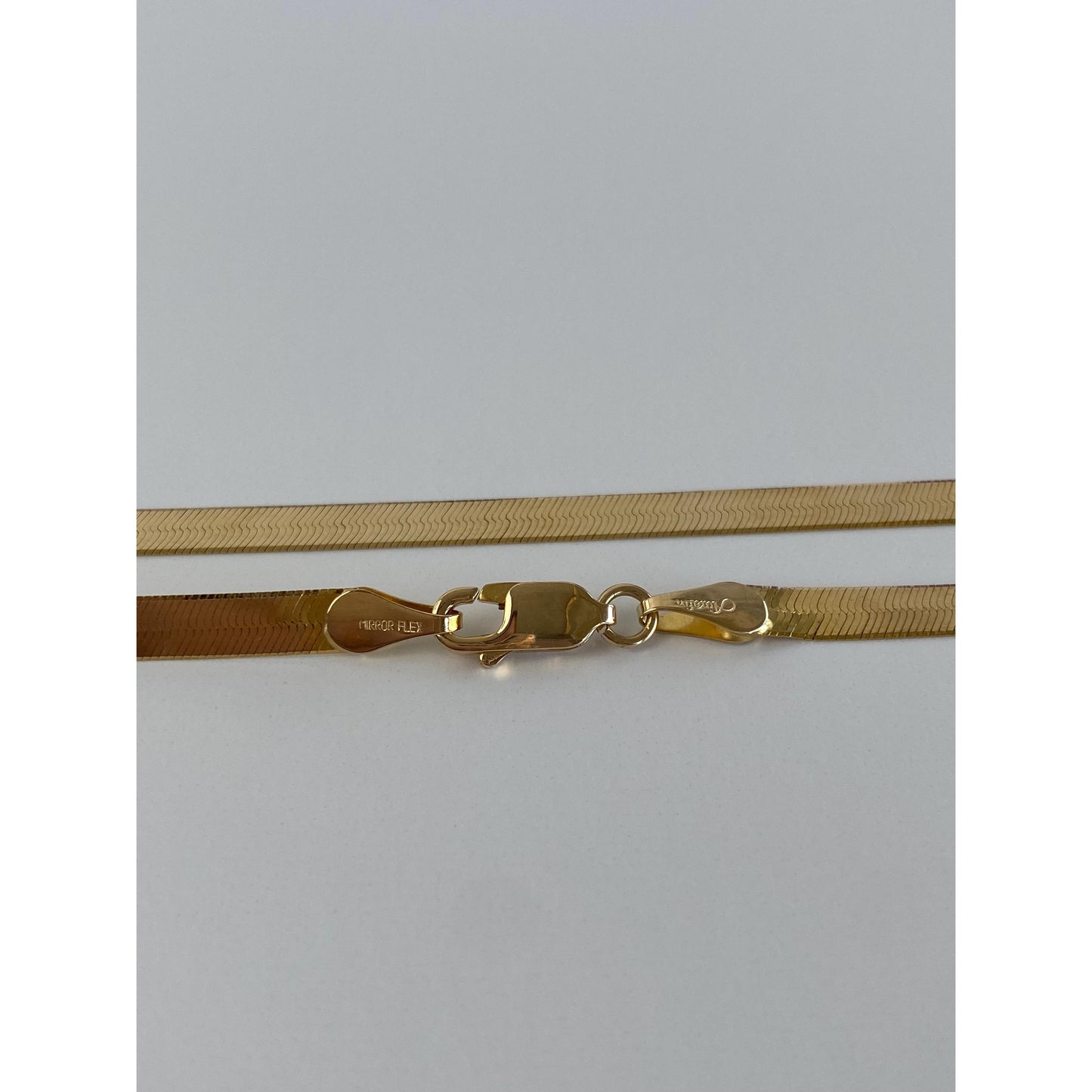 Vintage Solid 14k Yellow Gold Long Herringbone Chain Necklace - 24 inches