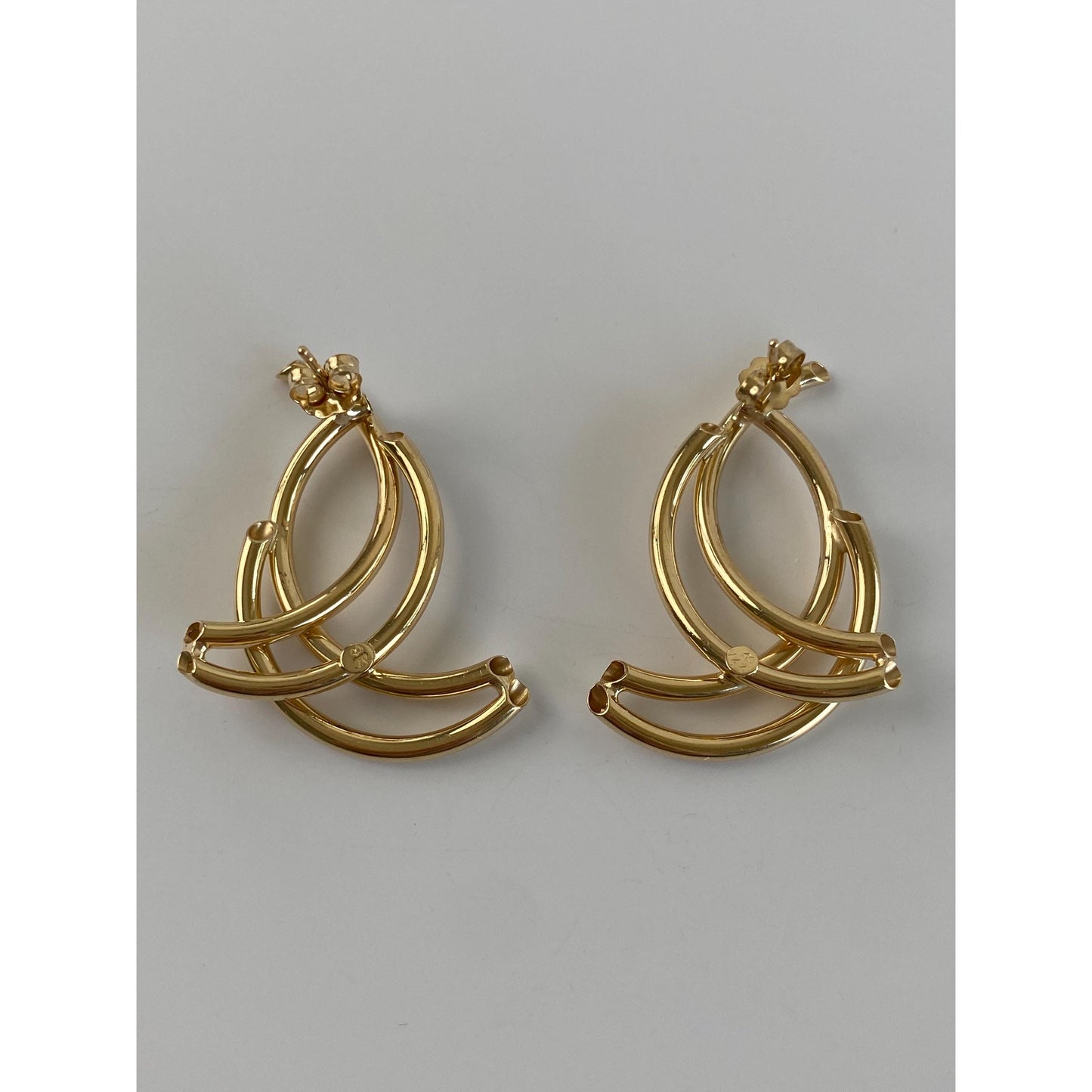 Vintage 14k Yellow Gold Layered Twist Stud Earrings