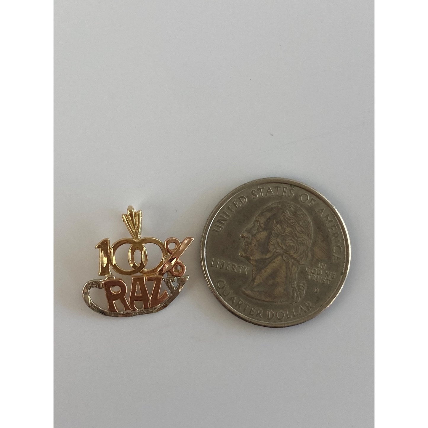Solid 14k Tri Tone Gold '100% Crazy' Charm