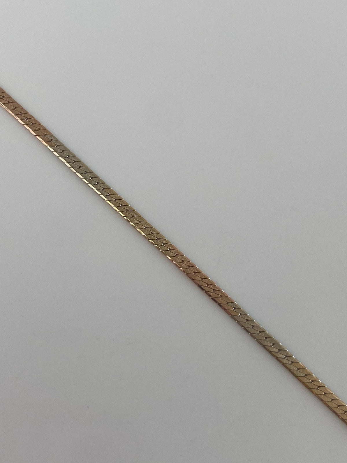 Vintage Solid 14k Tri Tone Gold Flat Chain Bracelet - 7 inches