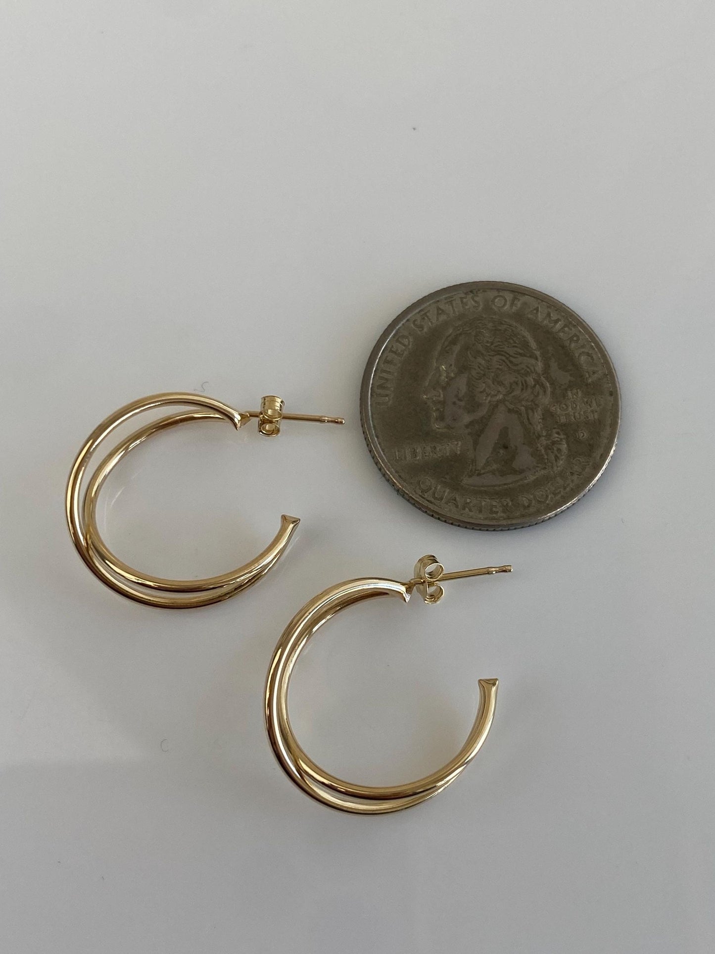 Vintage 14k Yellow Gold Criss Cross Hoop Earrings