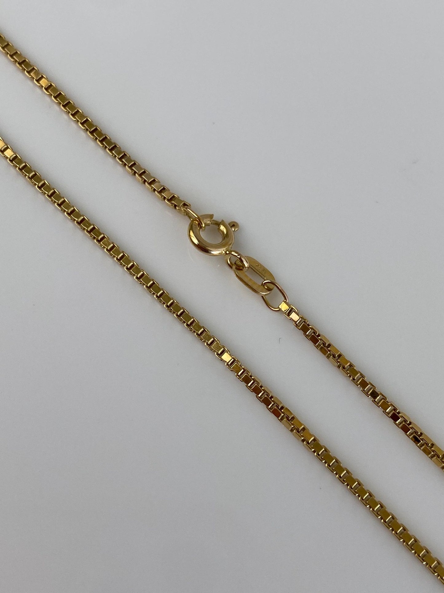 Vintage Solid 14k Yellow Gold Box Chain Necklace - 16.25 inches