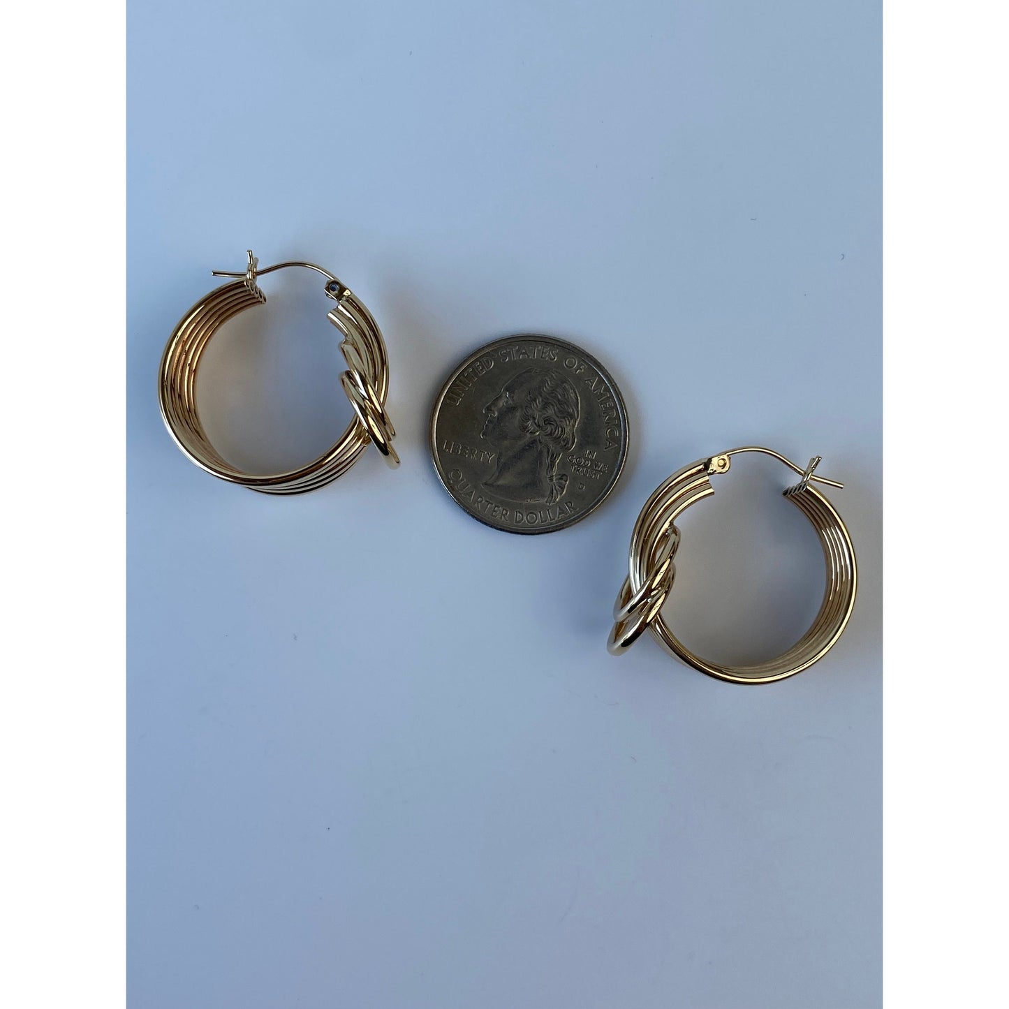 Vintage 14k Yellow Gold Layered Circle Hoop Earrings