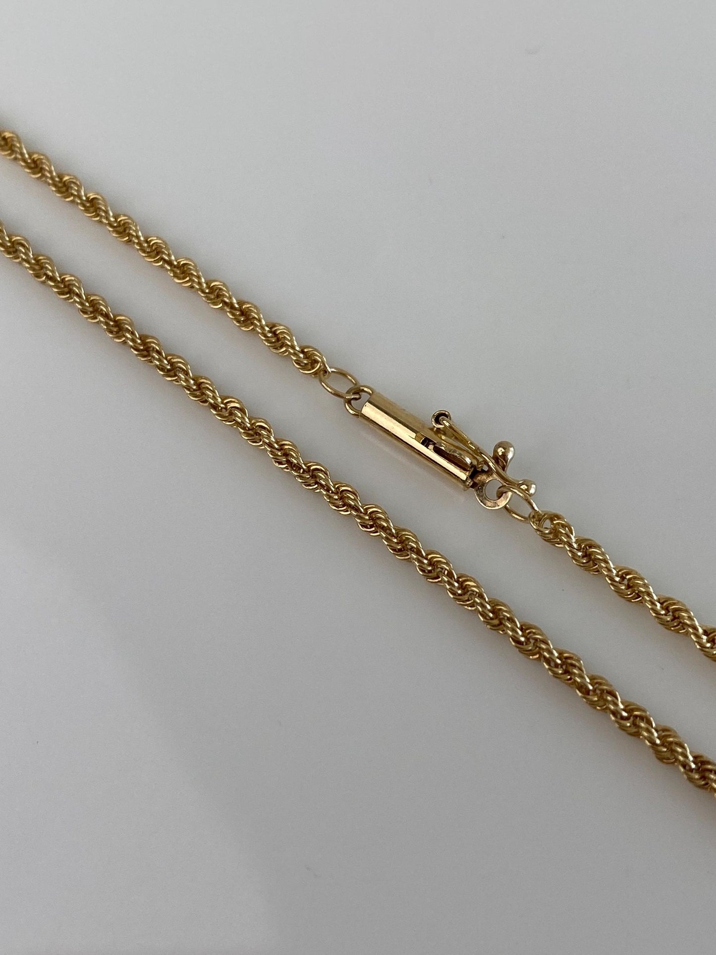 Vintage Solid 14k Yellow Gold Rope Chain Necklace - 21.25 inches