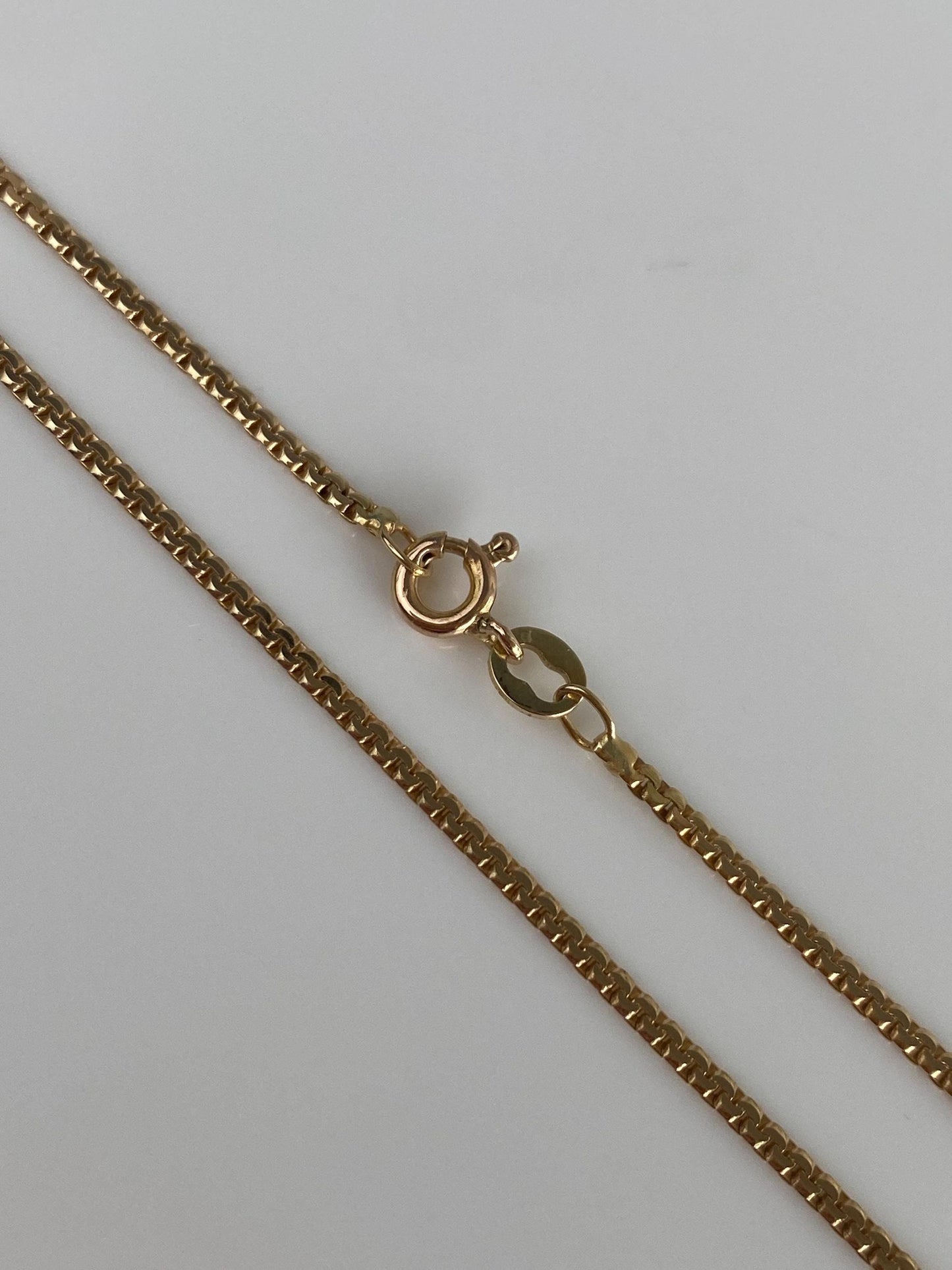 Vintage Solid 14k Yellow Gold Flat Serpentine Chain Necklace - 15 inches