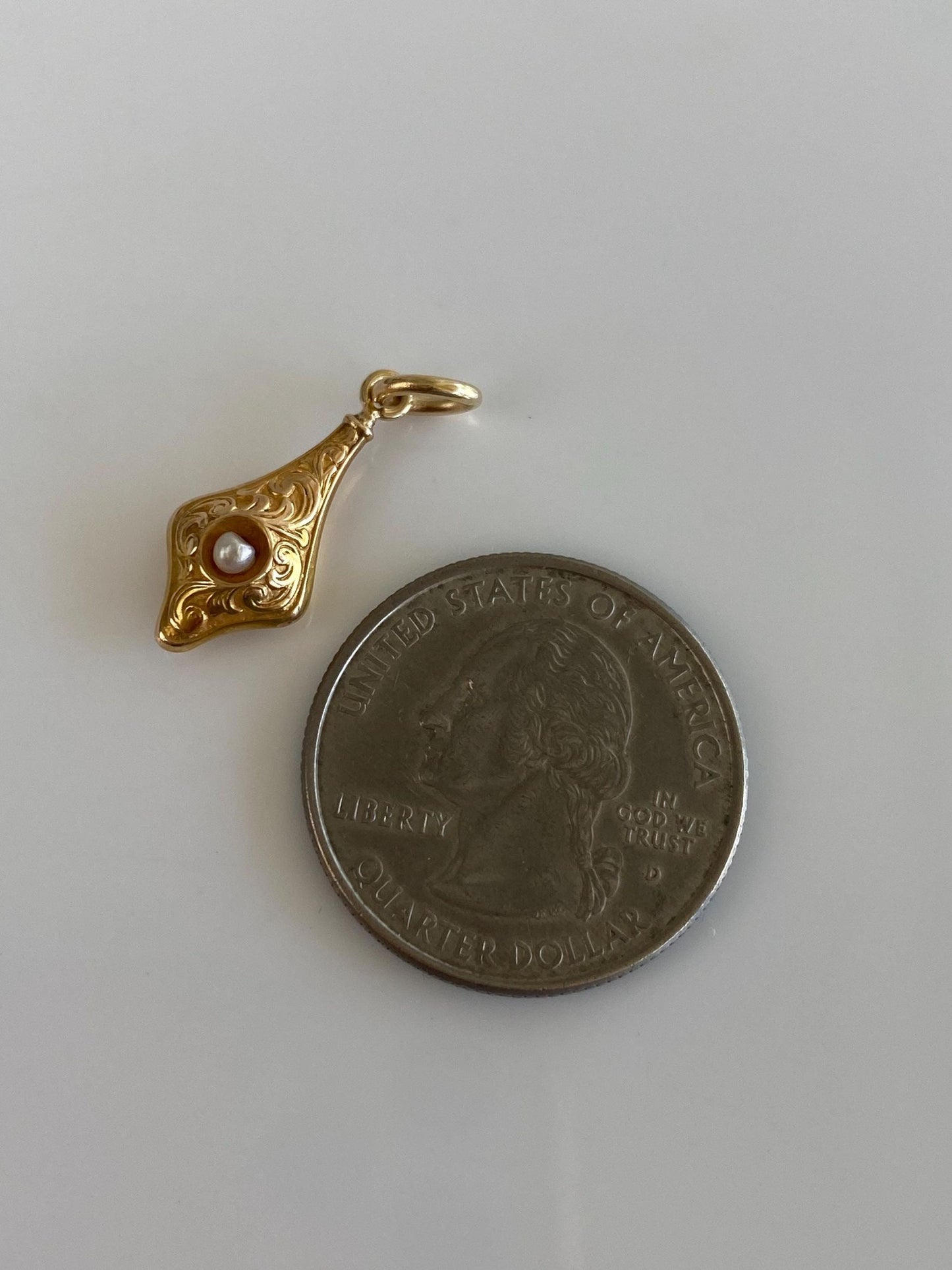 Vintage 10k Yellow Gold Seed Pearl Embossed Textured Stick Pin Charm