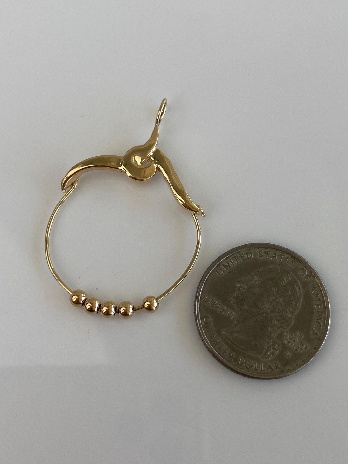 Vintage Solid 14k Yellow Gold Charm Holder w/ 14k Gold Spacer Beads Charm