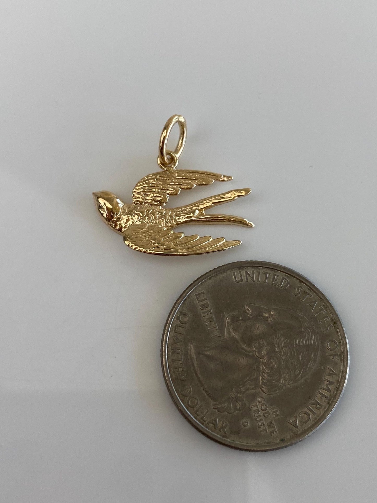 Vintage Solid 14k Yellow Gold Bird Charm