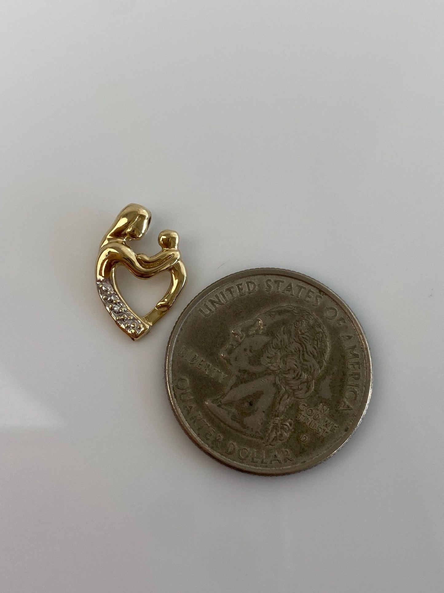 Vintage Solid 10k Yellow Gold Diamond Abstract Mother Child Charm