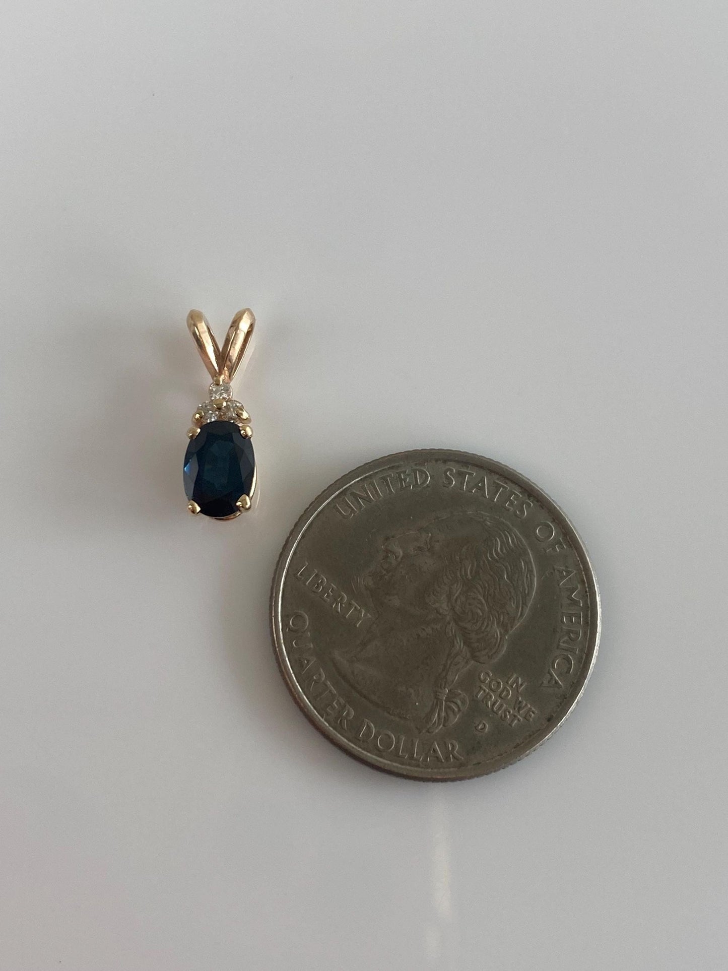 Vintage Solid 14k Yellow Gold Diamonds Blue Sapphire Charm
