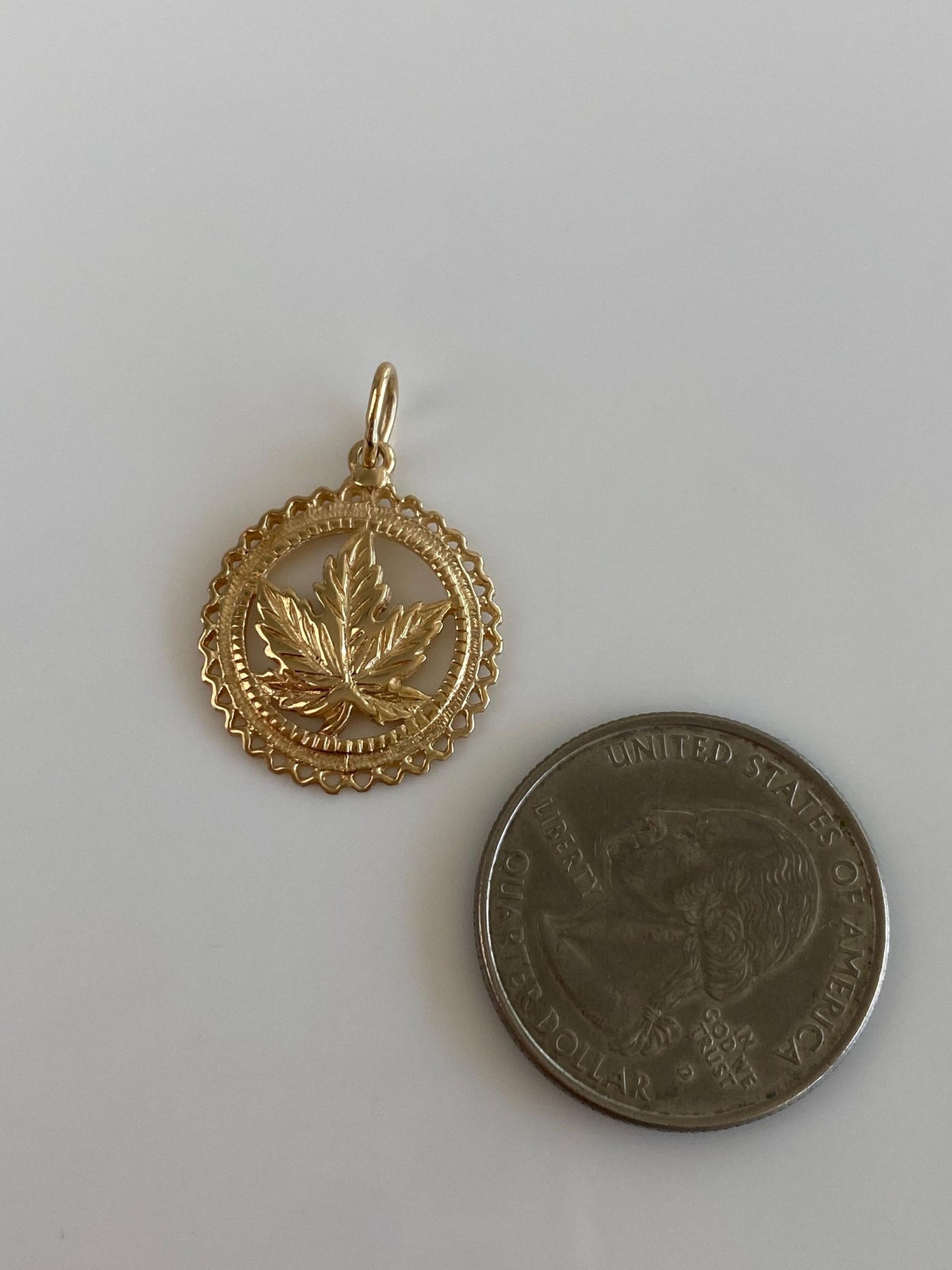 Vintage Solid 10k Yellow Gold Maple Leaf Charm