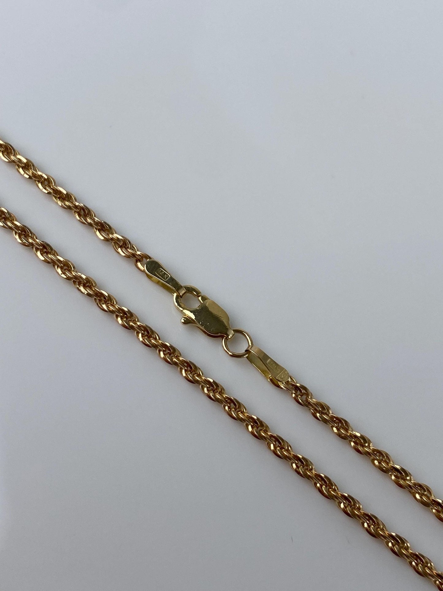 Vintage Solid 14k Yellow Gold Rope Chain Necklace - 18.75 inches