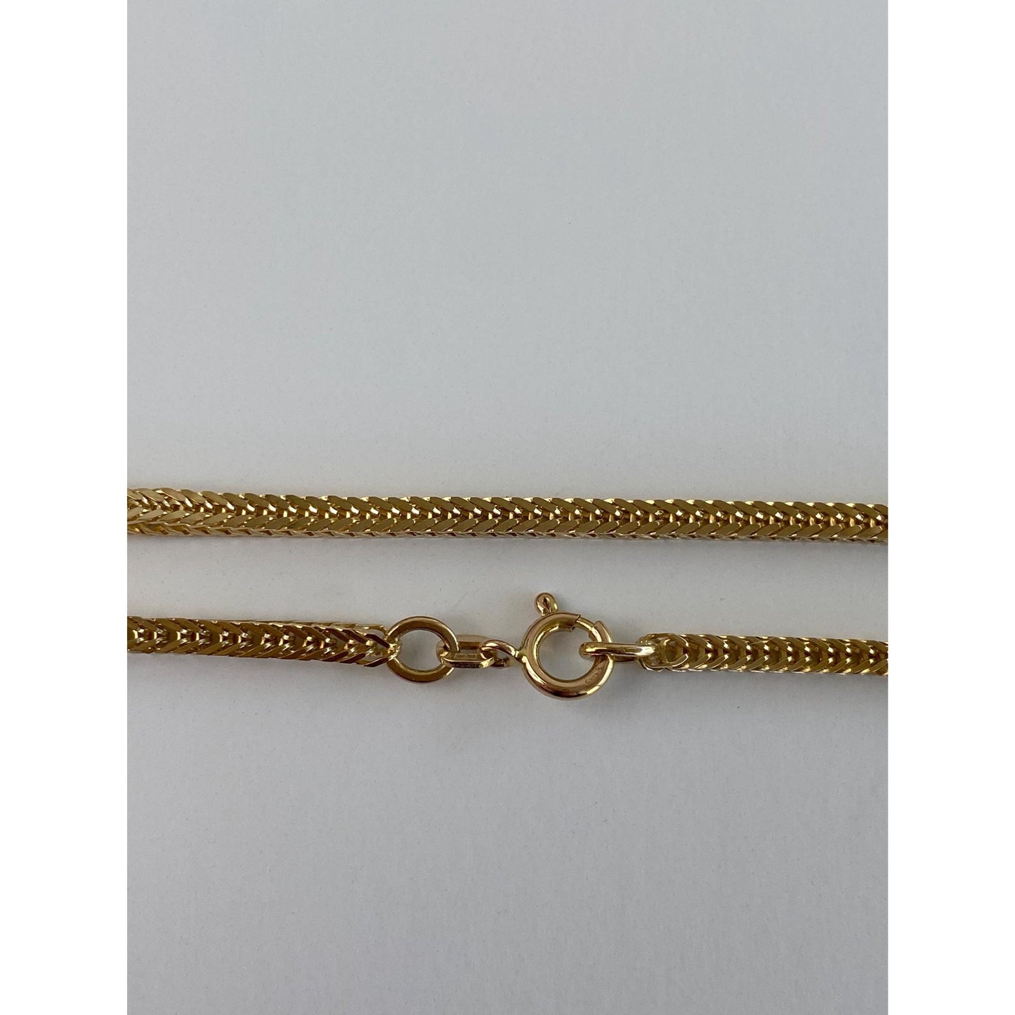 Solid 14k Yellow Gold Square Wheat Chain Necklace - 18.5 inches