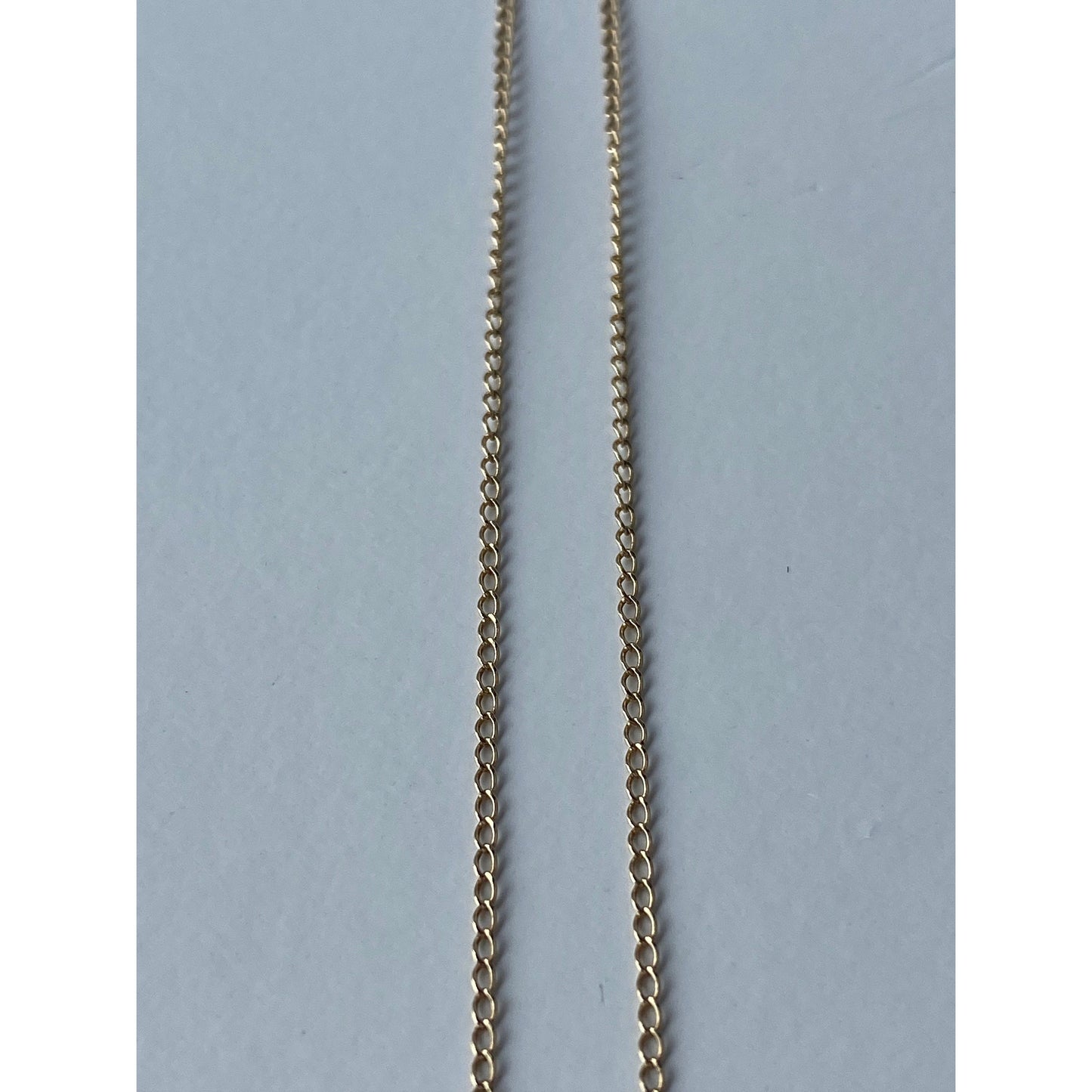 Vintage Solid 14k Yellow Gold Dainty Elongated Curb Chain Necklace - 18.75 inches