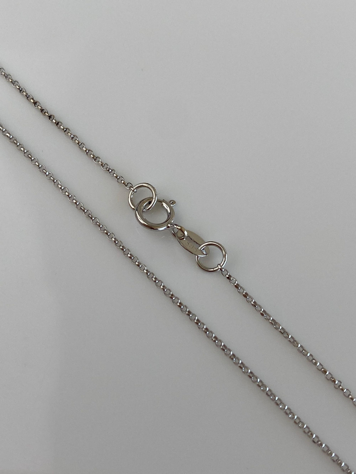 Vintage Solid 14k White Gold Dainty Rolo Chain Necklace - 16 inches