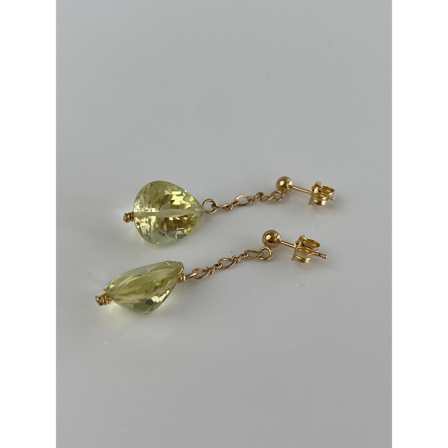 Solid 14k Lemon Quartz Drop Dangle Earrings