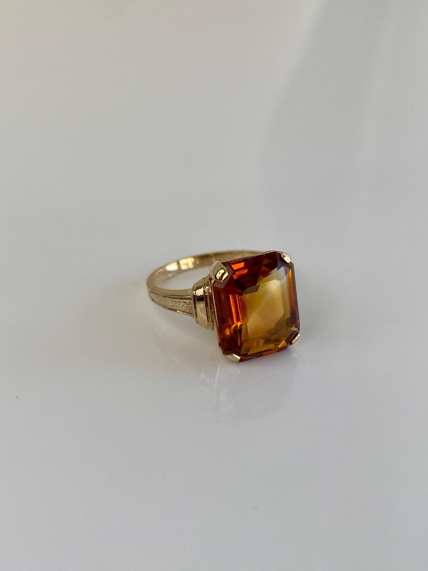 Vintage Solid 14k Yellow Gold Citrine Ring - Size 5