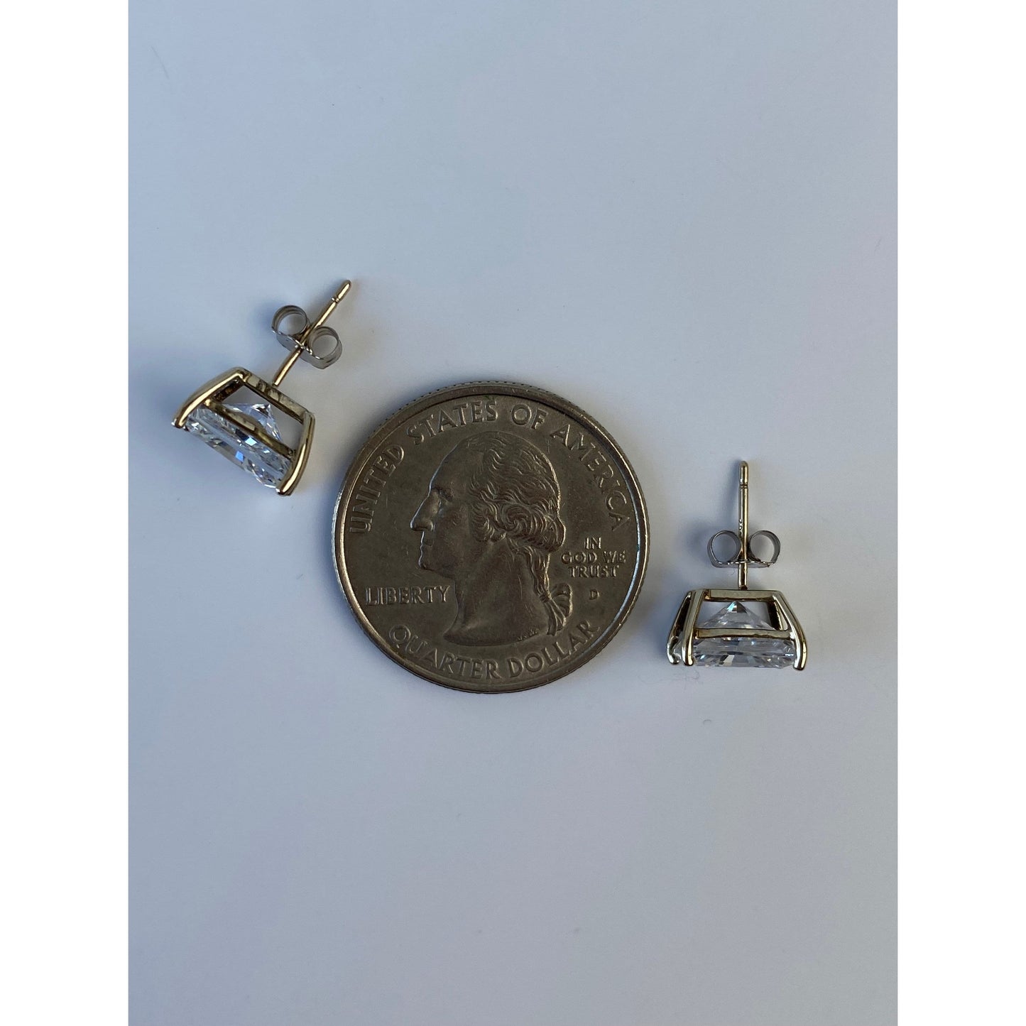 Solid 14k White Gold Cubic Zirconia Stud Earrings