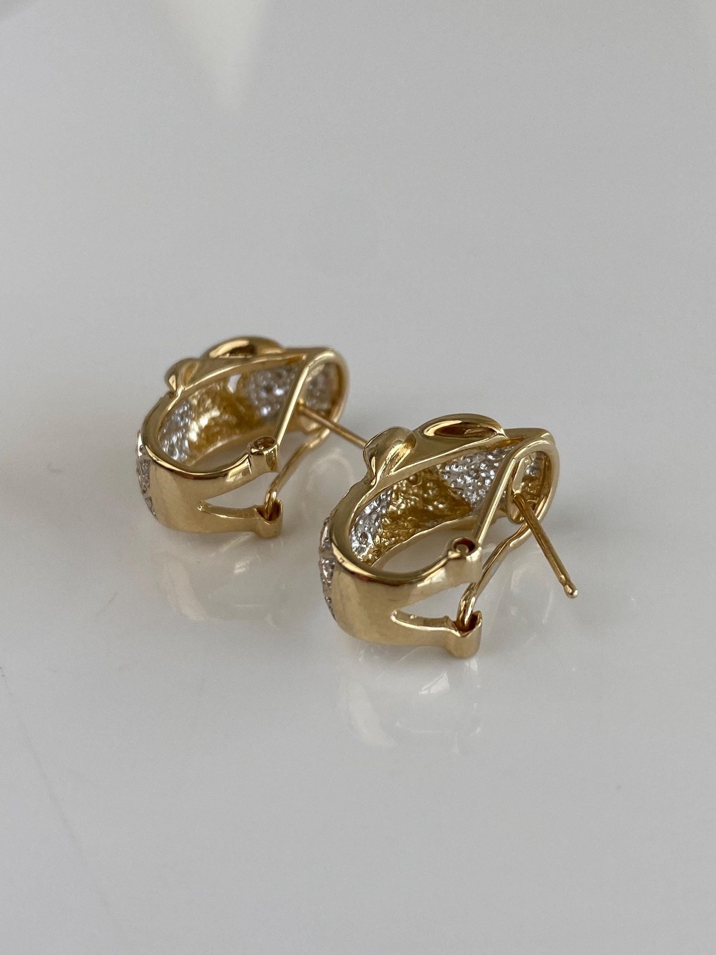 Vintage Solid 14k Yellow Gold Diamond Drop Earrings