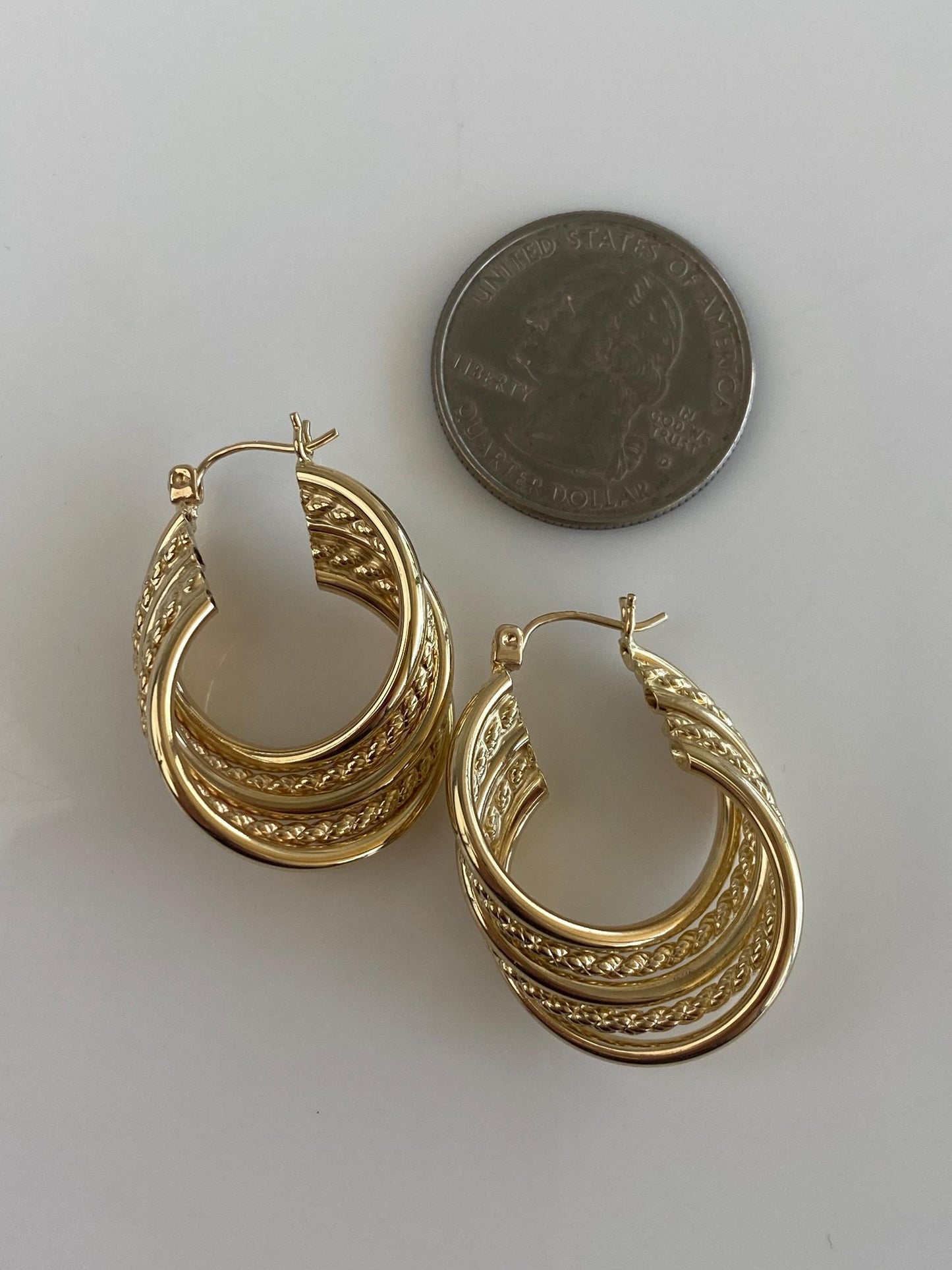 Vintage 14k Yellow Gold Layered Hoop Earrings