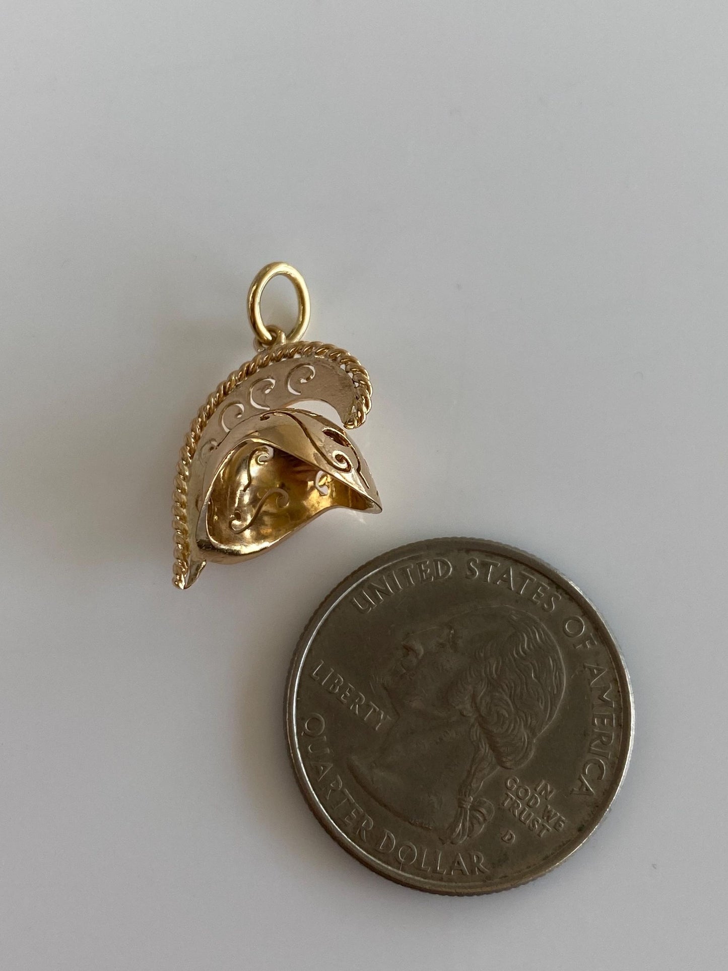 Vintage Solid 18k Yellow Gold Roman Helmet Charm