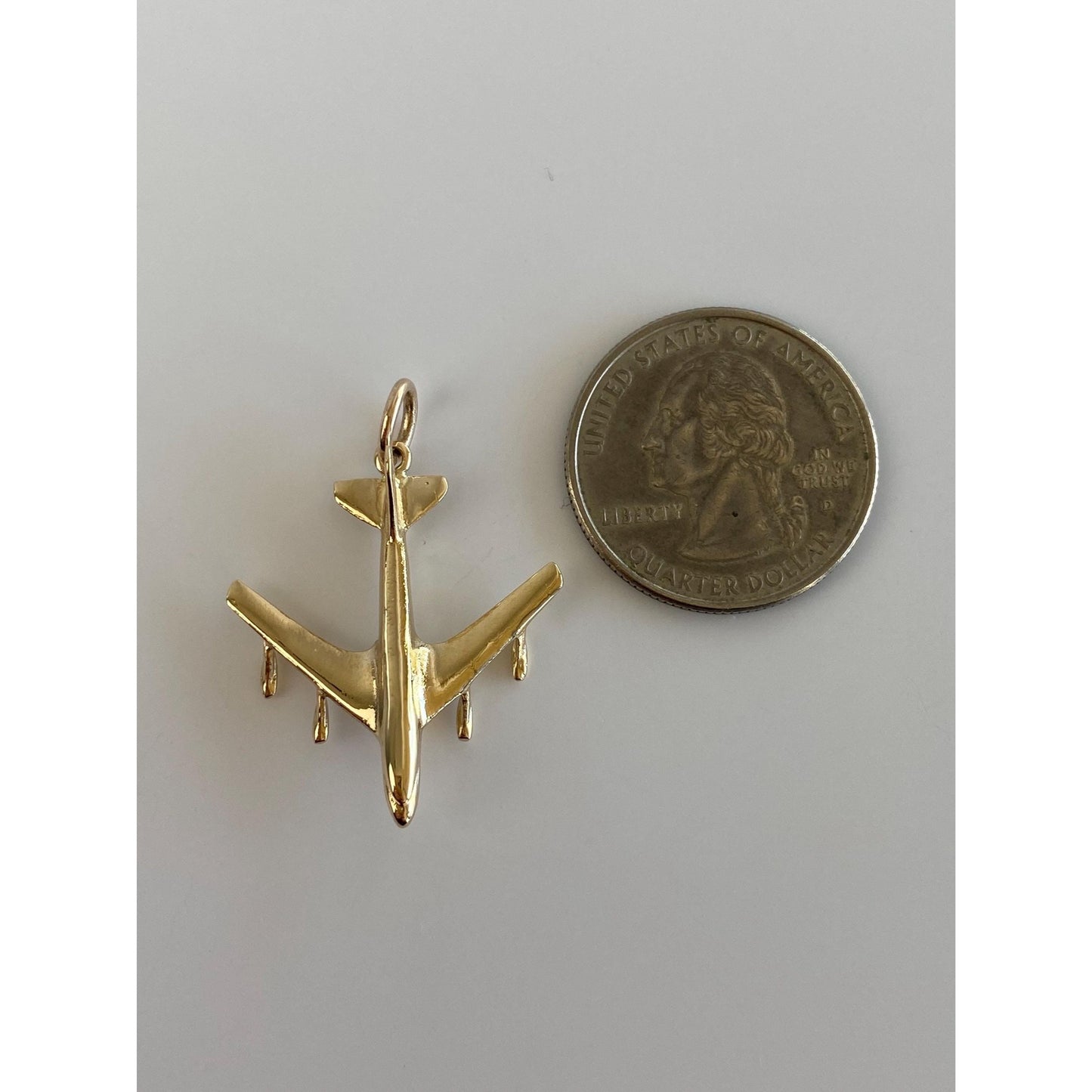 Vintage Solid 14k Yellow Gold Airplane Charm