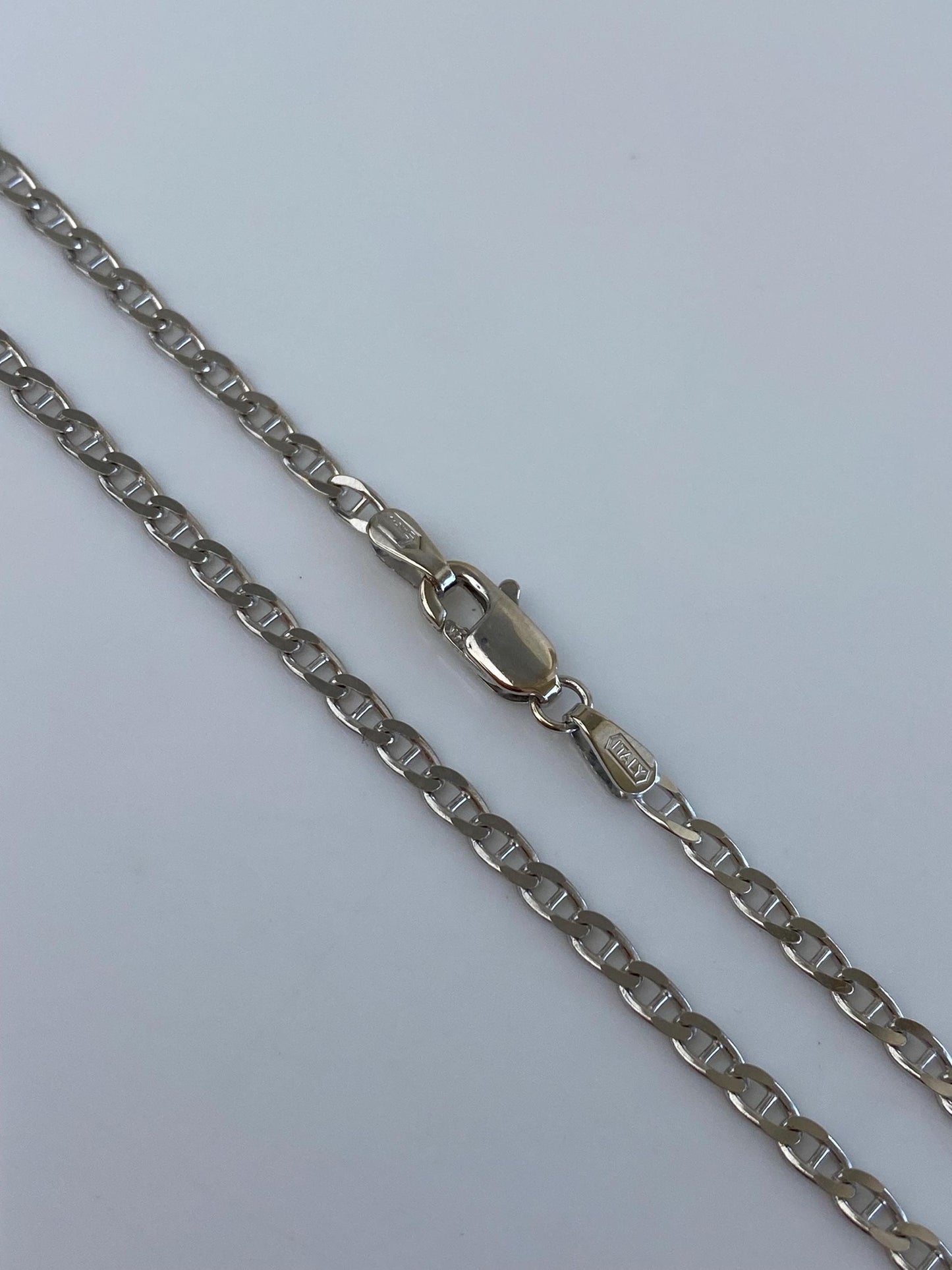 Vintage Solid 14k White Gold Mariner Chain Necklace - 18 inches