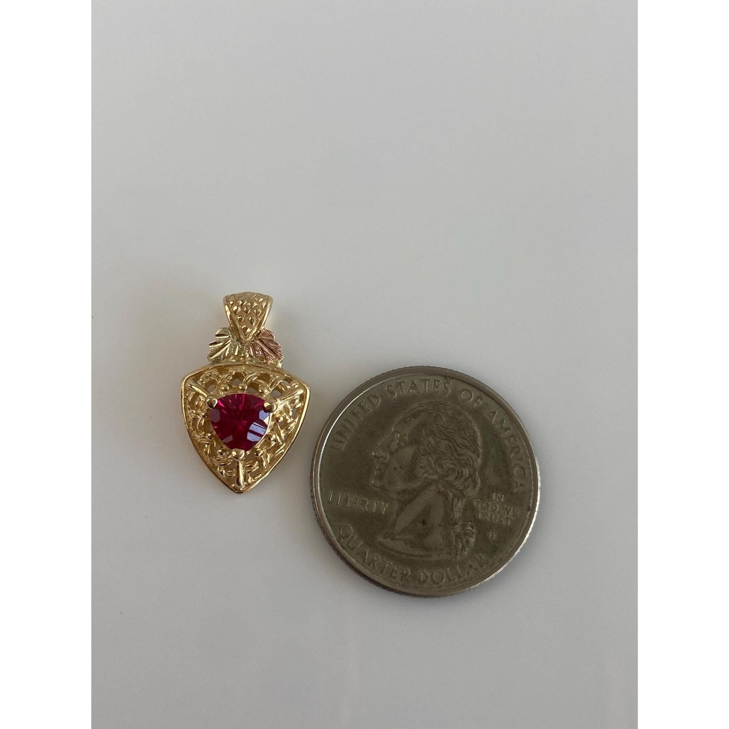 Vintage Solid 10k Black Hills Gold Ruby Charm