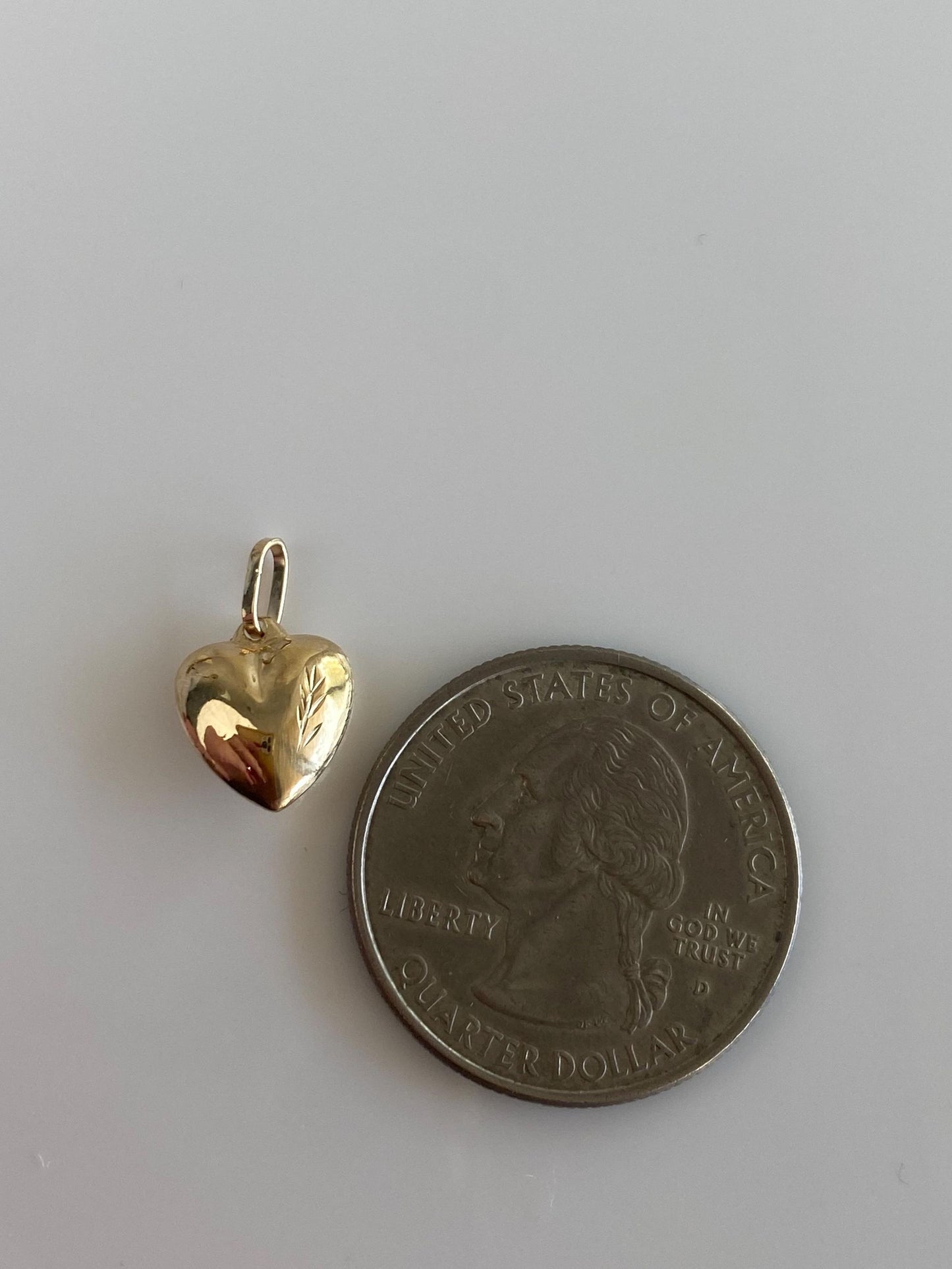 Vintage 14k Yellow Gold Diamond Cut Puffy Heart Charm