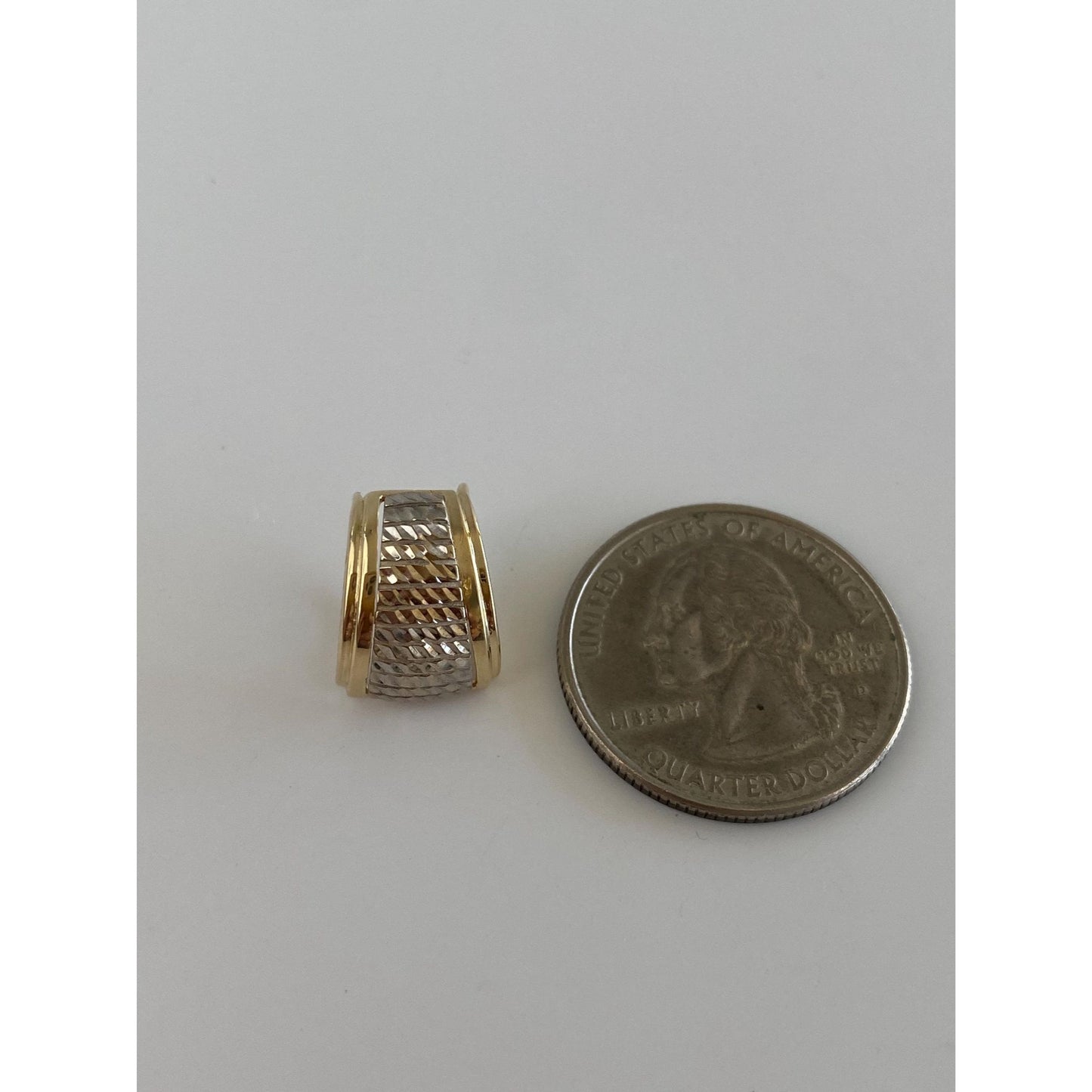 Vintage Solid 14k White & Yellow Gold Diamond Cut Slide Charm