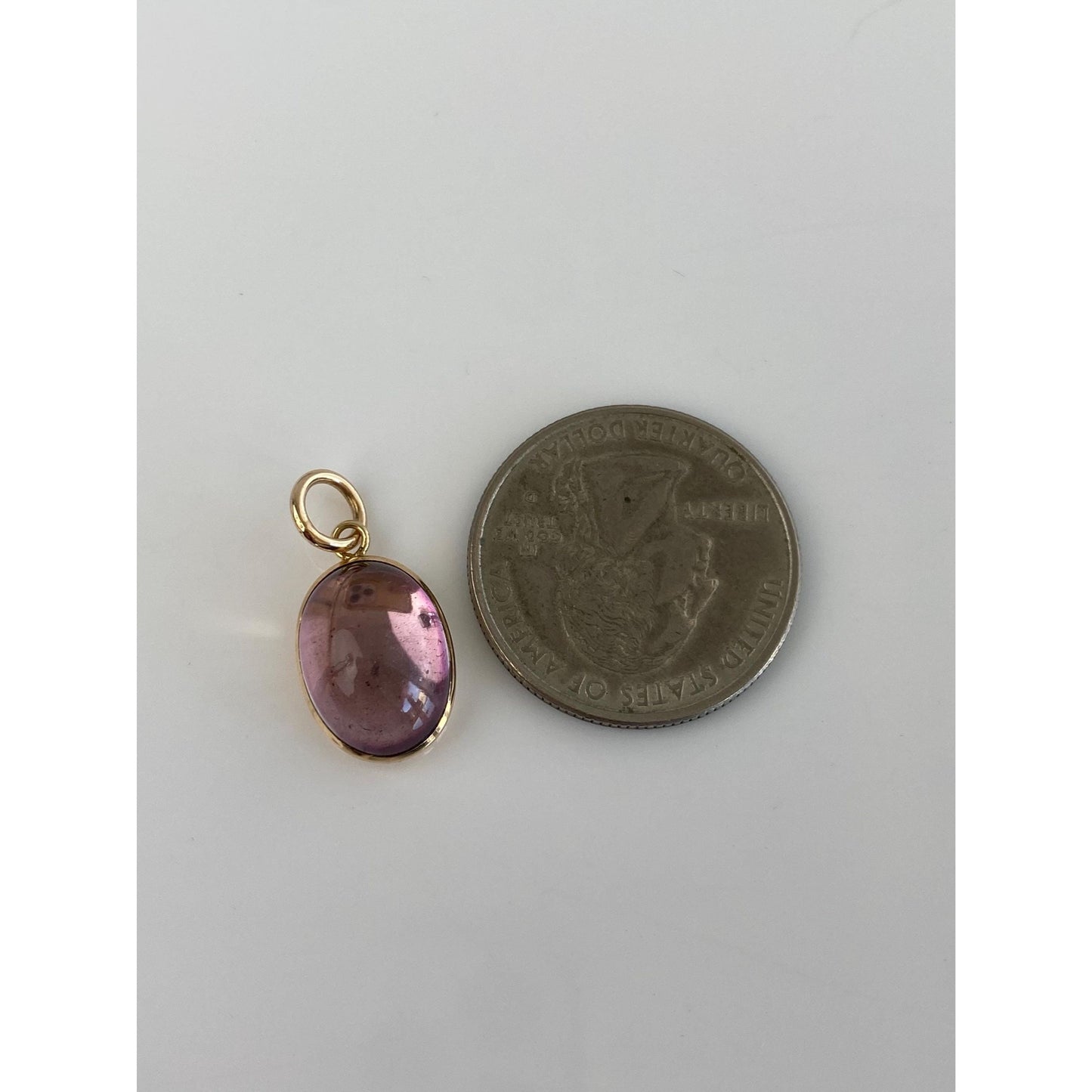 Solid 14k Yellow Gold Purple Quartz Cufflink Conversion Charm