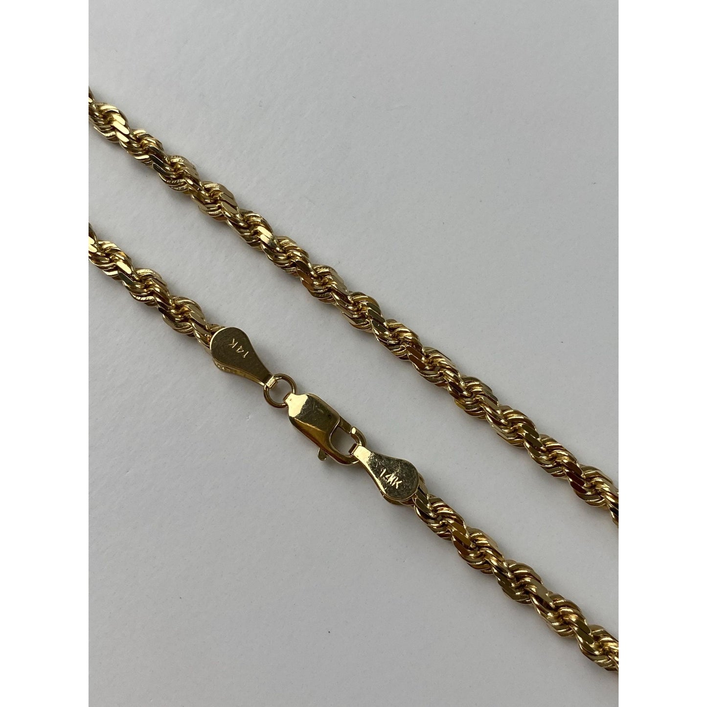 Vintage Solid 14k Yellow Gold Rope Chain Necklace - 24 inches