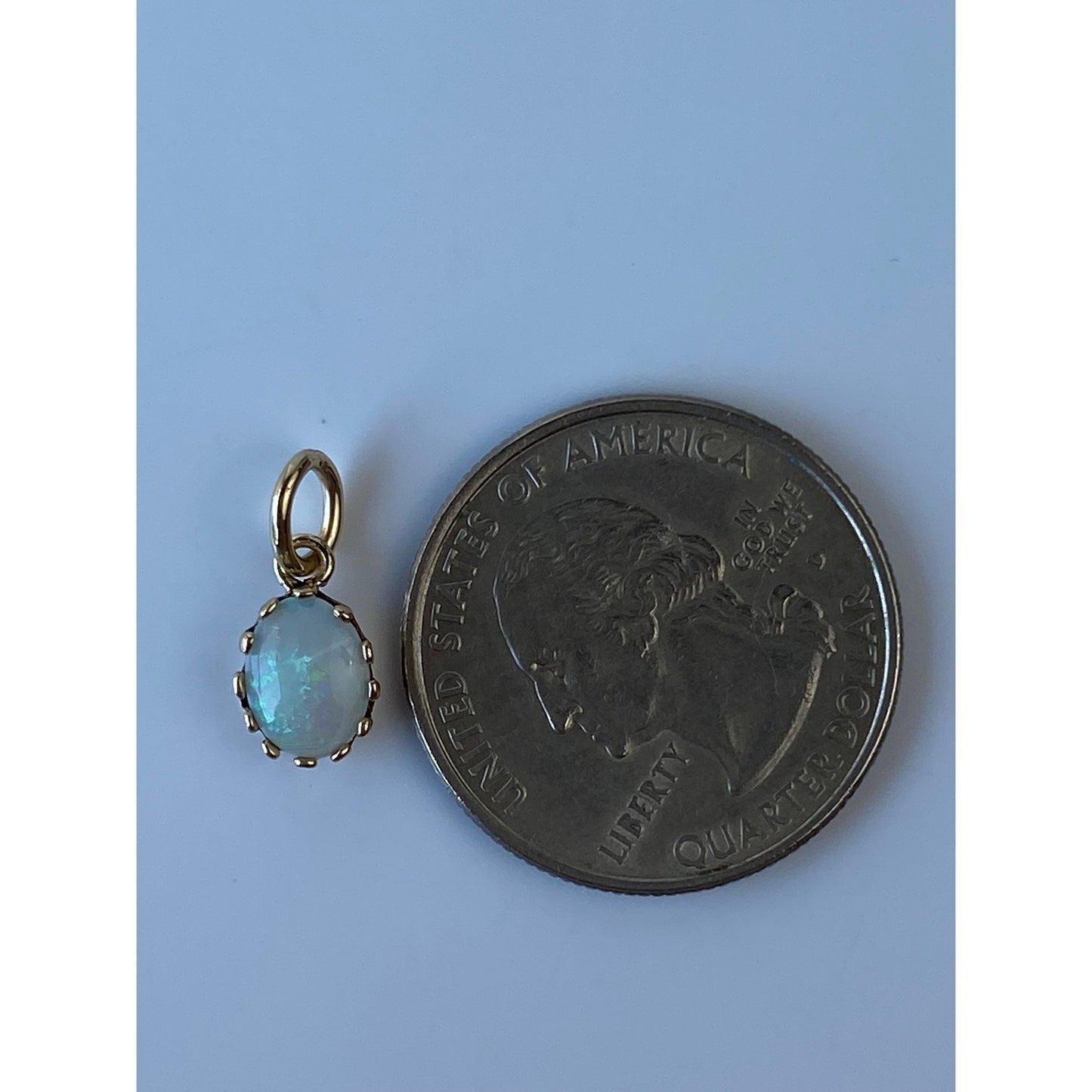 Vintage Solid 14k Yellow Gold Opal Charm