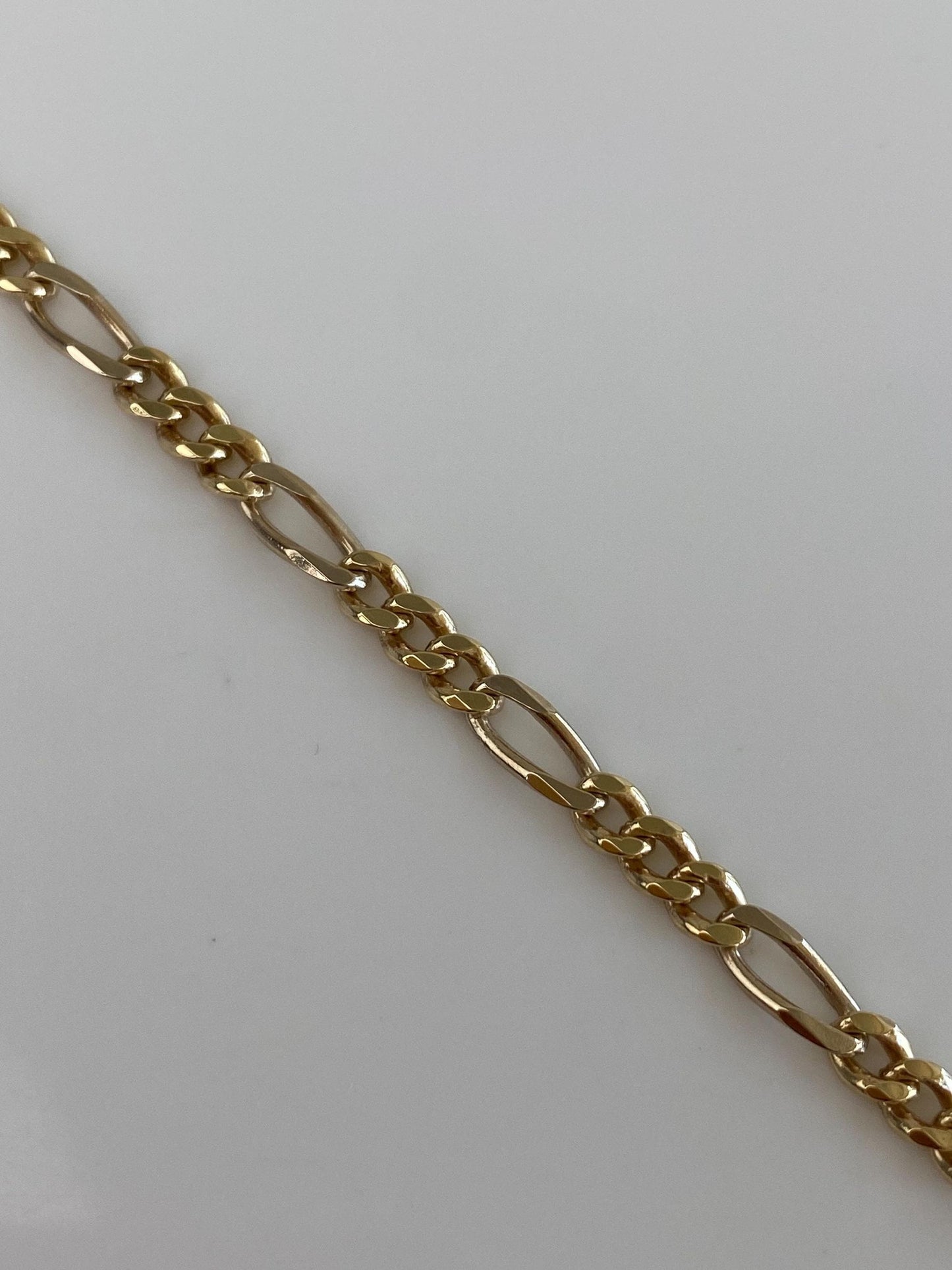 Vintage Solid 14k Yellow Gold Figaro Chain Bracelet - 8.25 inches