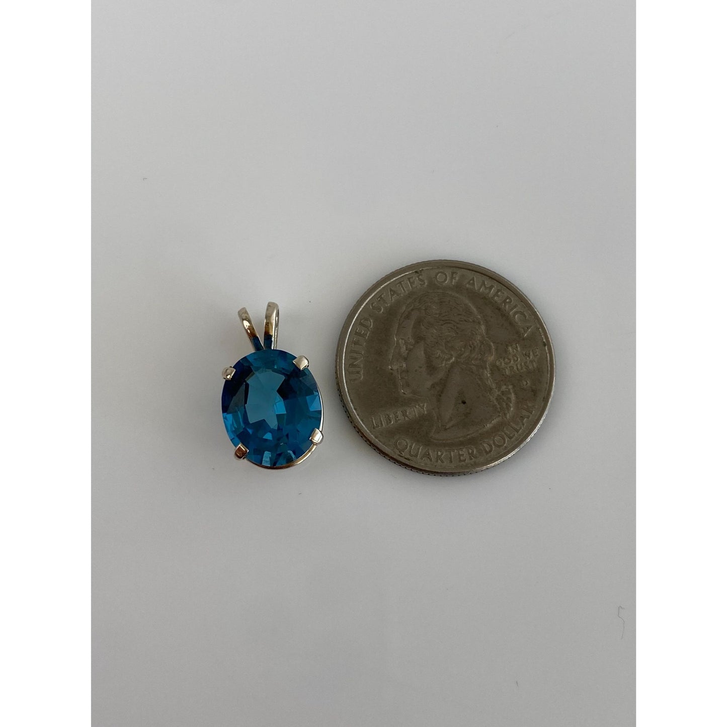 Solid 14k White Gold Topaz Charm