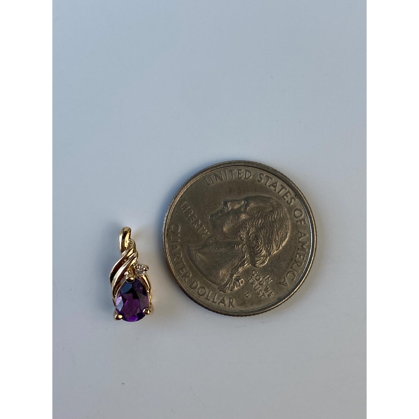 Vintage Solid 14k Yellow Gold Amethyst Diamond Charm